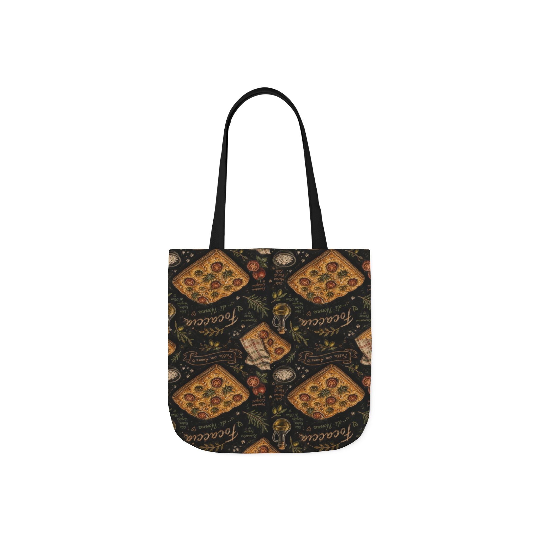 Focaccia Bread Canvas Tote Bag Mediterranean Kitchen Chalk Art Design Italian Cottagecore Gift