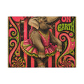 Elephant on Ball Wall Art Canvas 24×36 Psychedelic Dining Room Decor Maximalist Print