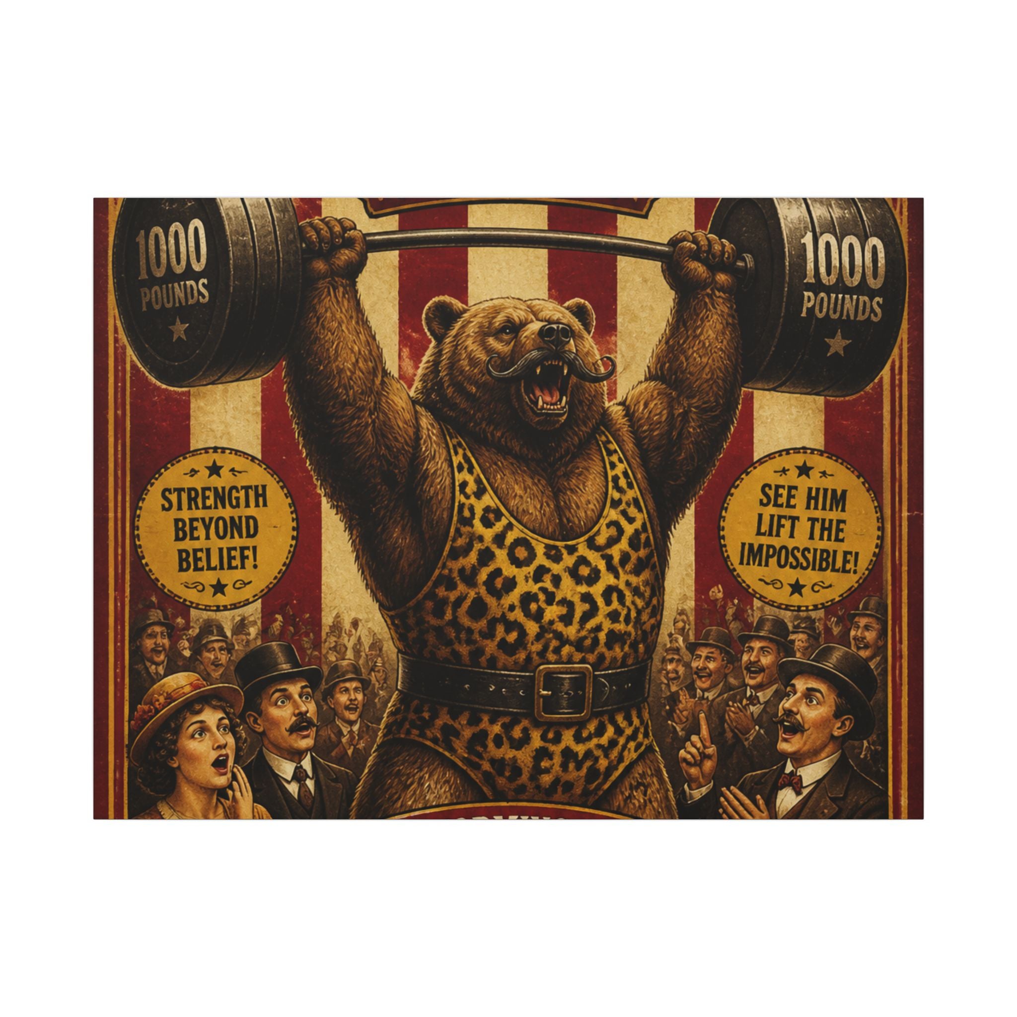 Strongman Bear Wall Art Canvas 16×20 Vintage Circus Kitchen Decor Maximalist Print
