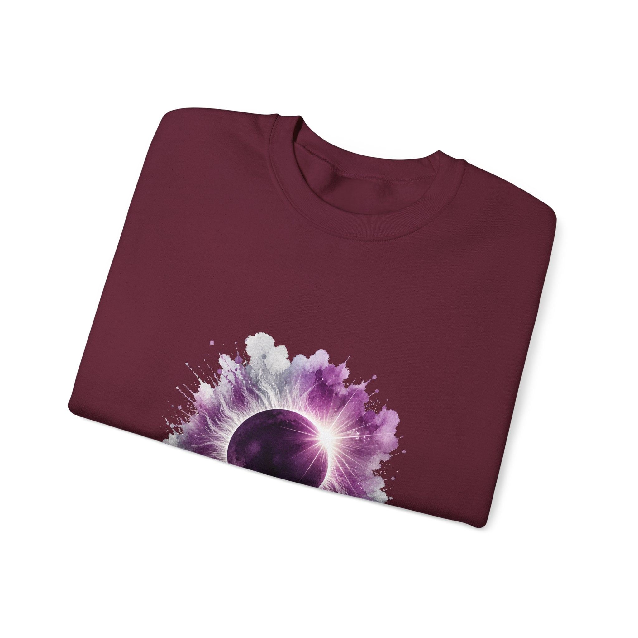 Matching Couple Sweatshirt - Solar & Lunar Eclipse Matching Couple Premium Fleece Sweatshirt Watercolor Art His Hers Birthday Gift - Design A