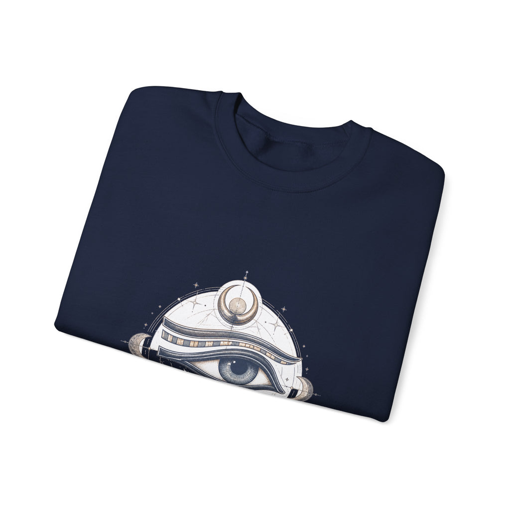Matching Couple Sweatshirt - Eye of Ra & Horus Matching Couple Crewneck Sweatshirt Hand-Drawn Art His Hers Best Friend Gift - Design B