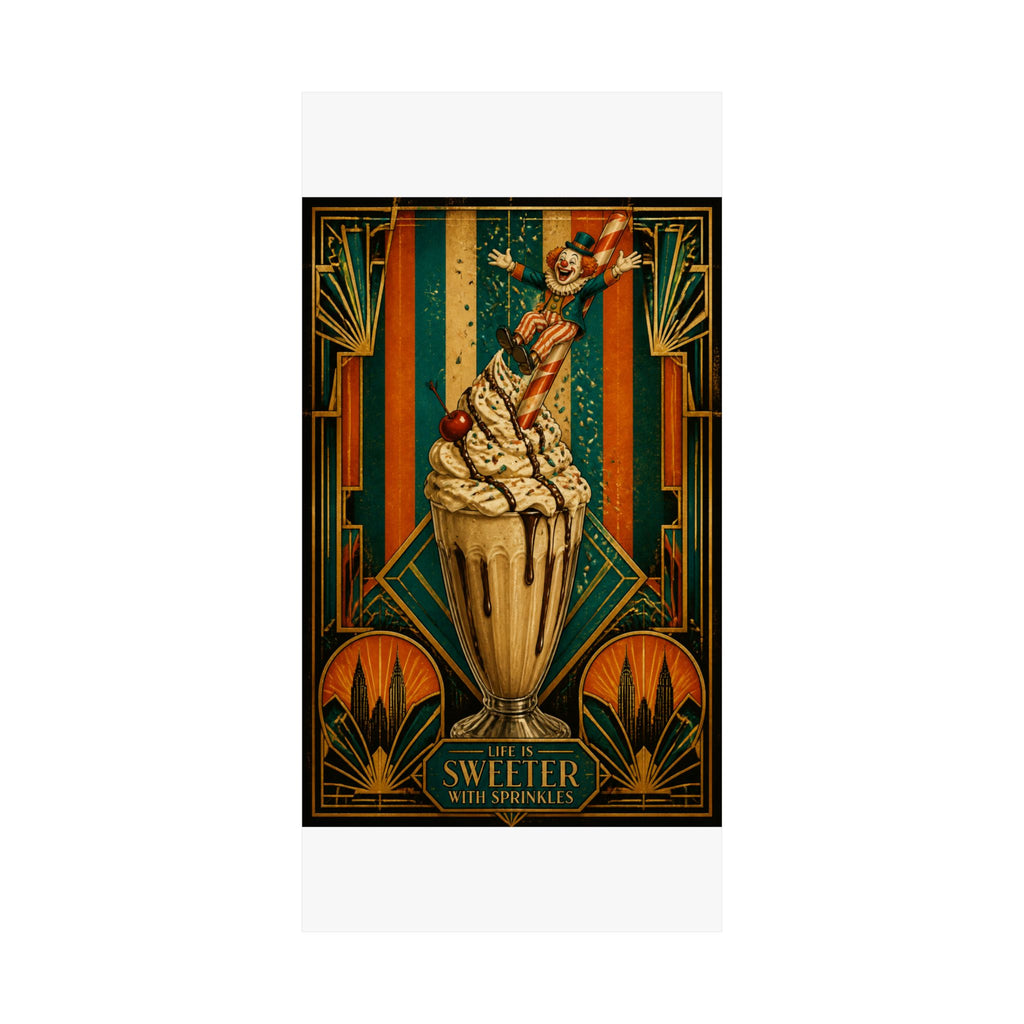 Milkshake Slide Clown Wall Art Poster 18×24 Art Deco Entryway Decor Maximalist Print