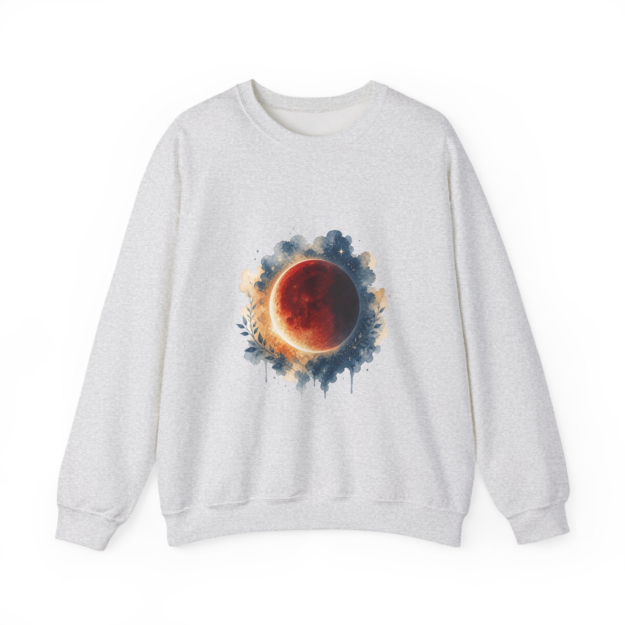 Matching Couple Sweatshirt - Solar & Lunar Eclipse Matching Couple Comfort Colors Crew Watercolor Art His Hers Birthday Gift - Design B