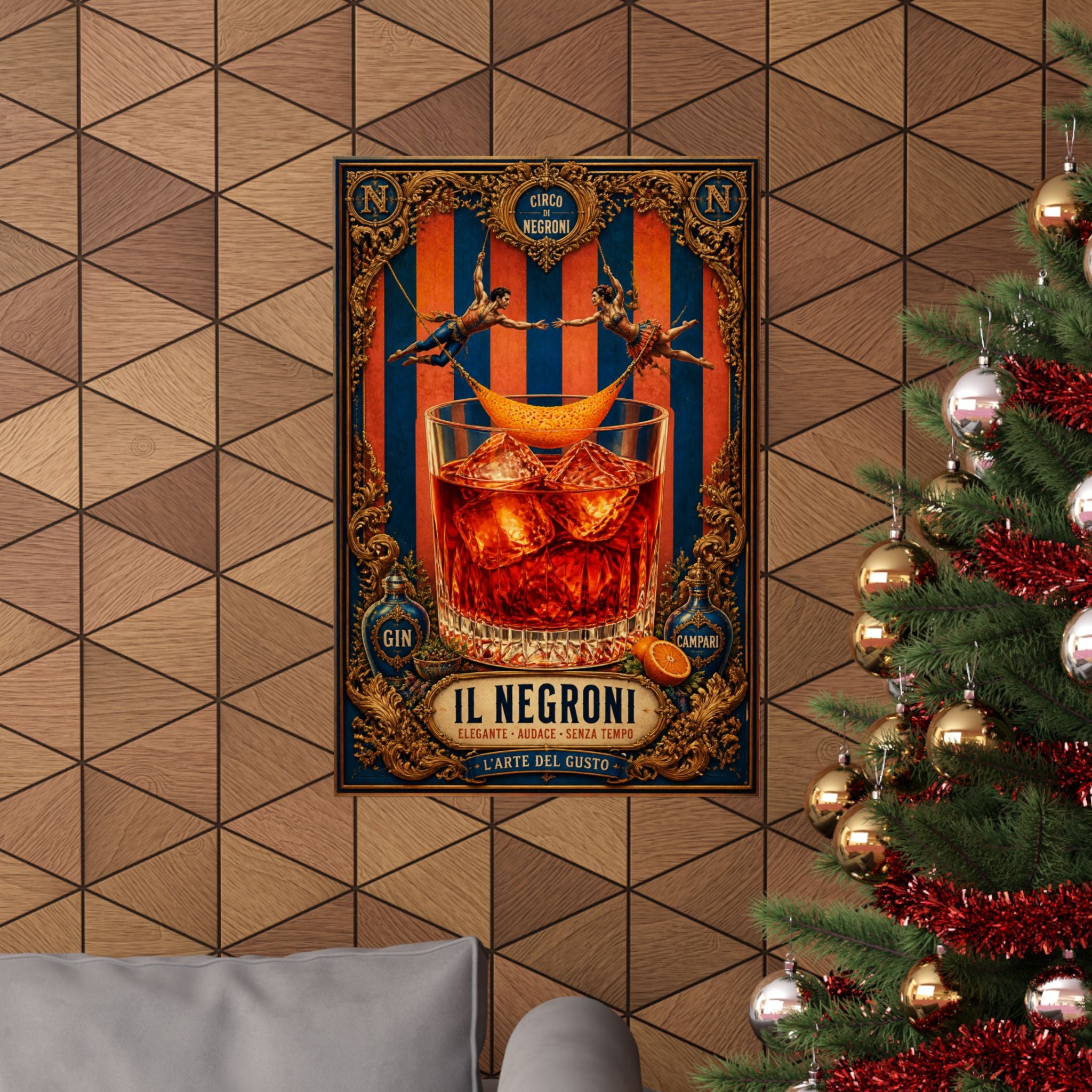 Negroni Trapeze Act Wall Art Poster 24×36 Baroque Studio Decor Maximalist Print
