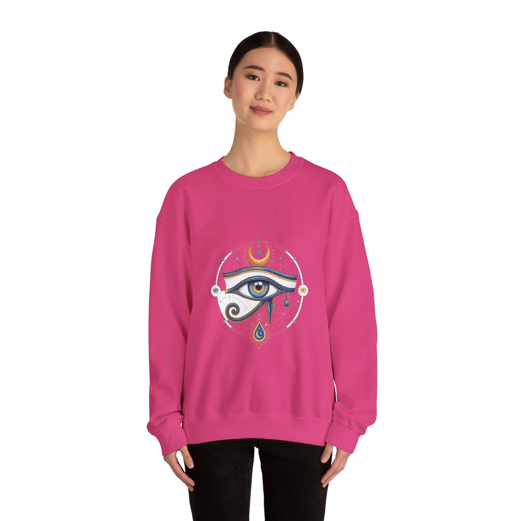 Matching Couple Sweatshirt - Eye of Ra & Horus Matching Couple Premium Fleece Sweatshirt Hand-Drawn Art His Hers Anniversary Gift - Design B