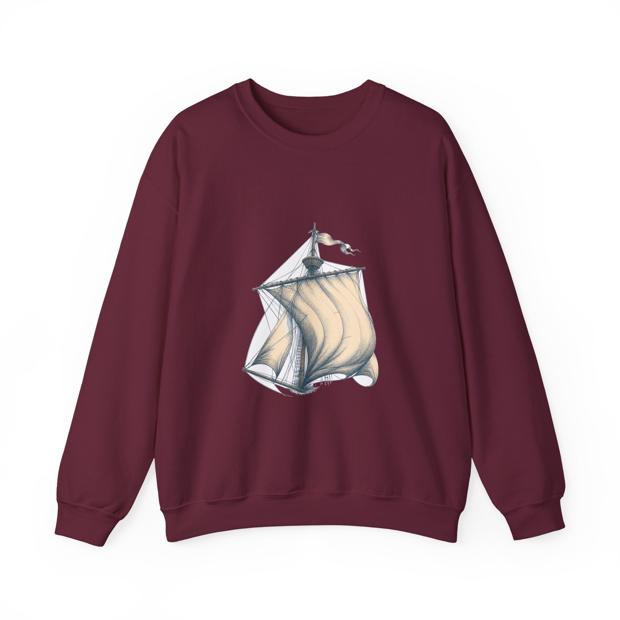 Matching Couple Sweatshirt - Anchor & Sail Matching Couple Comfort Colors Crew Hand-Drawn Art His Hers Anniversary Gift - Design B