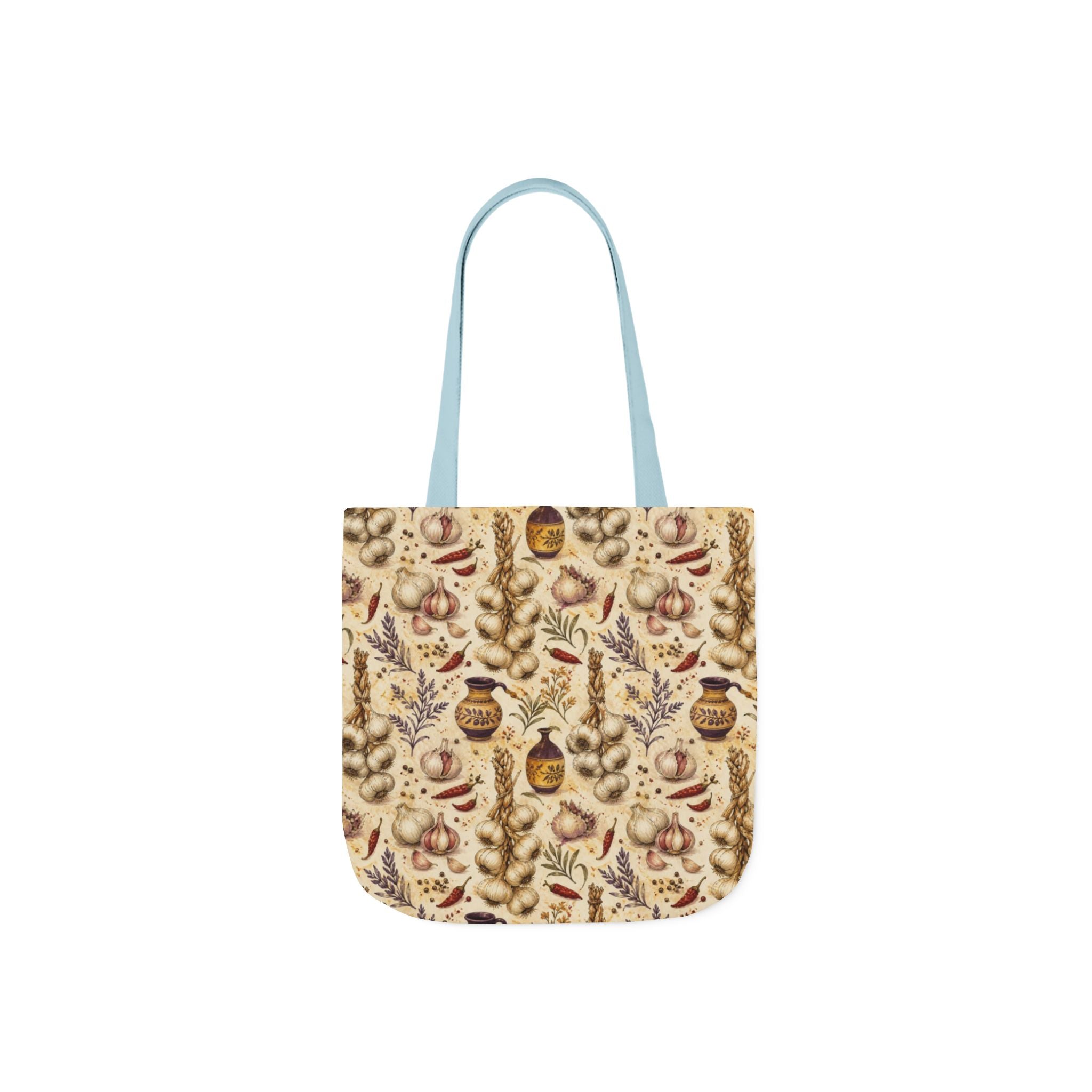 Garlic Bulbs & Cloves Canvas Tote Bag Mediterranean Kitchen Watercolor Design Italian Cottagecore Gift