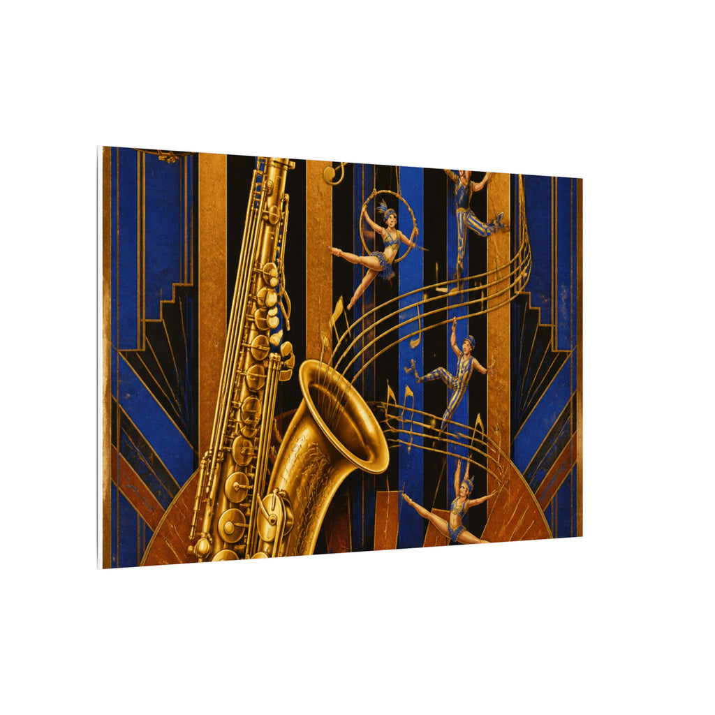 Saxophone Music Circus Wall Art Canvas 16×20 Art Deco Entryway Decor Maximalist Print