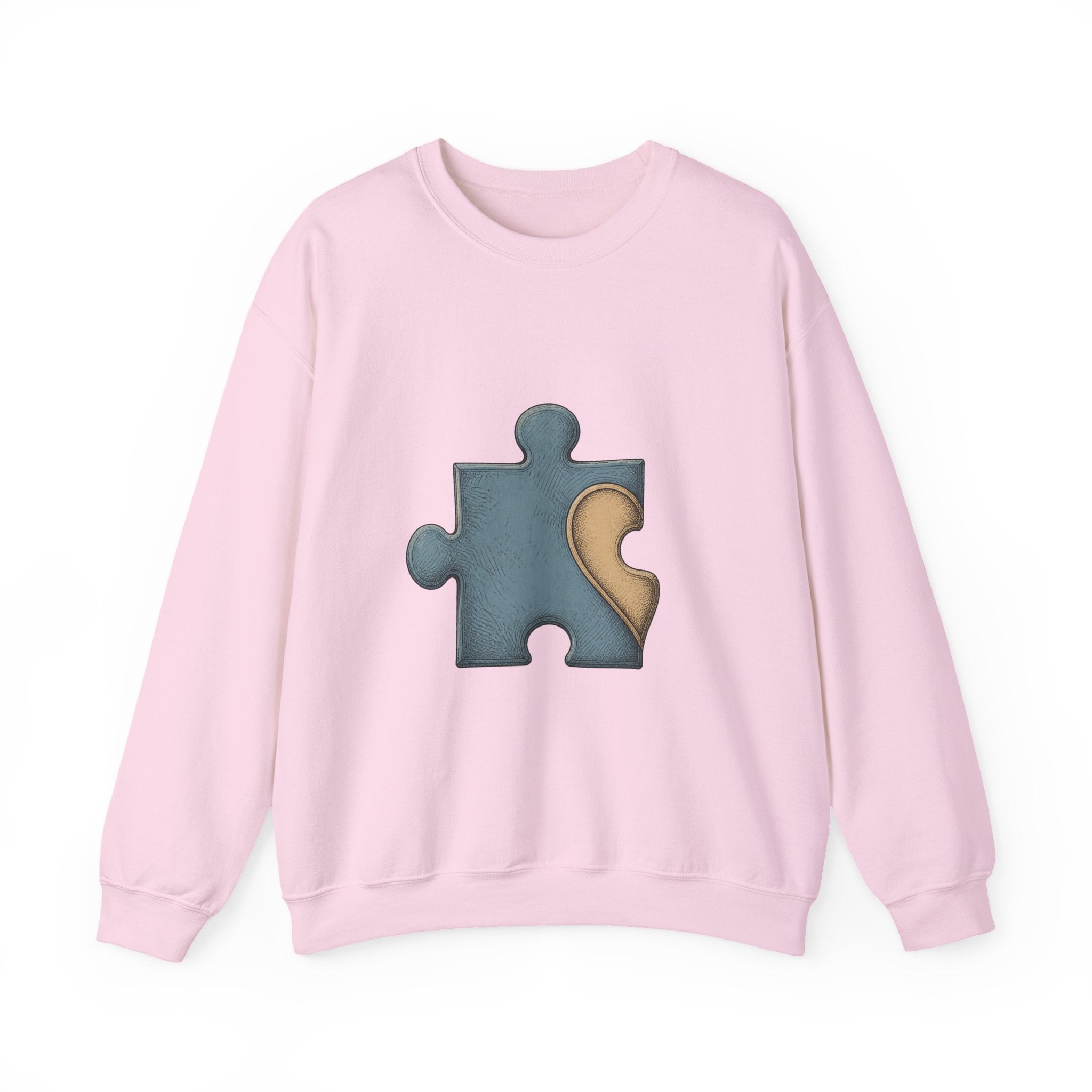 Matching Couple Sweatshirt - Puzzle Pieces Matching Couple Comfort Colors Crew Hand-Drawn Art His Hers Anniversary Gift - Design A