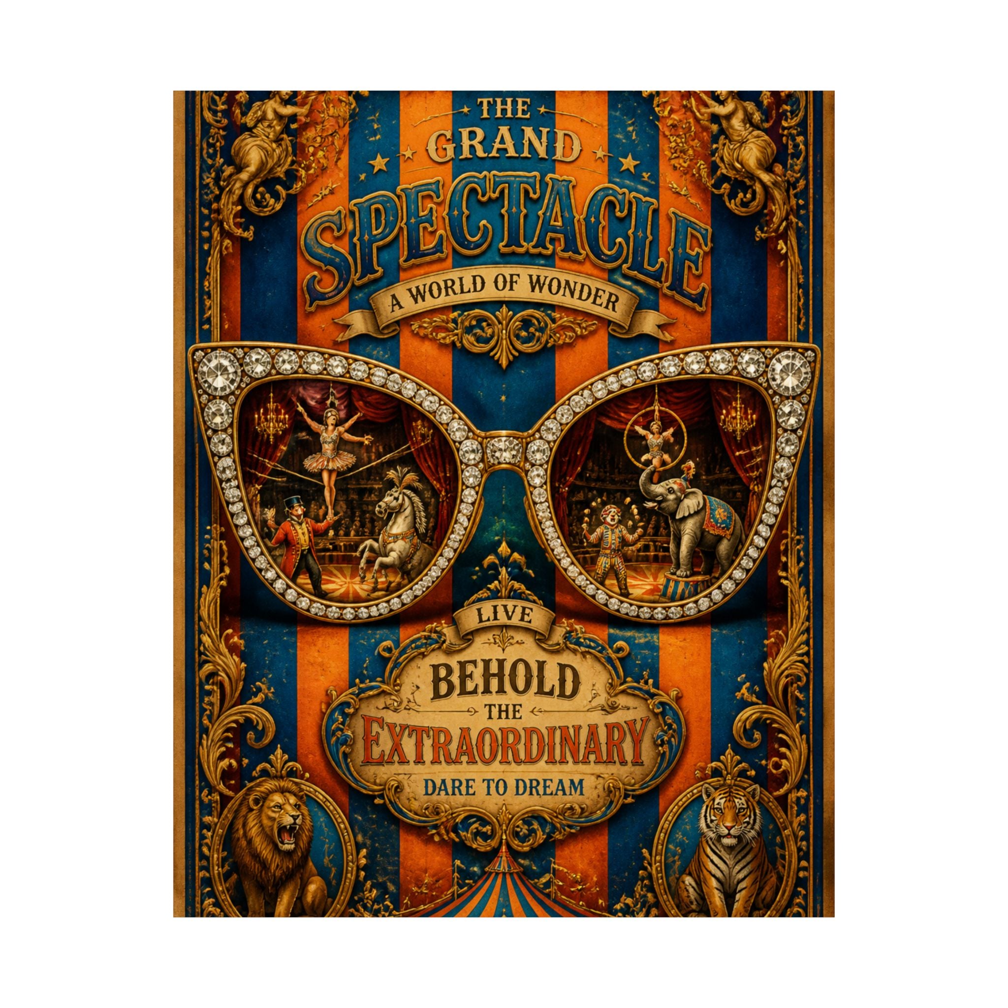 Sunglasses Circus Ring Wall Art Poster 24×36 Baroque Studio Decor Maximalist Print