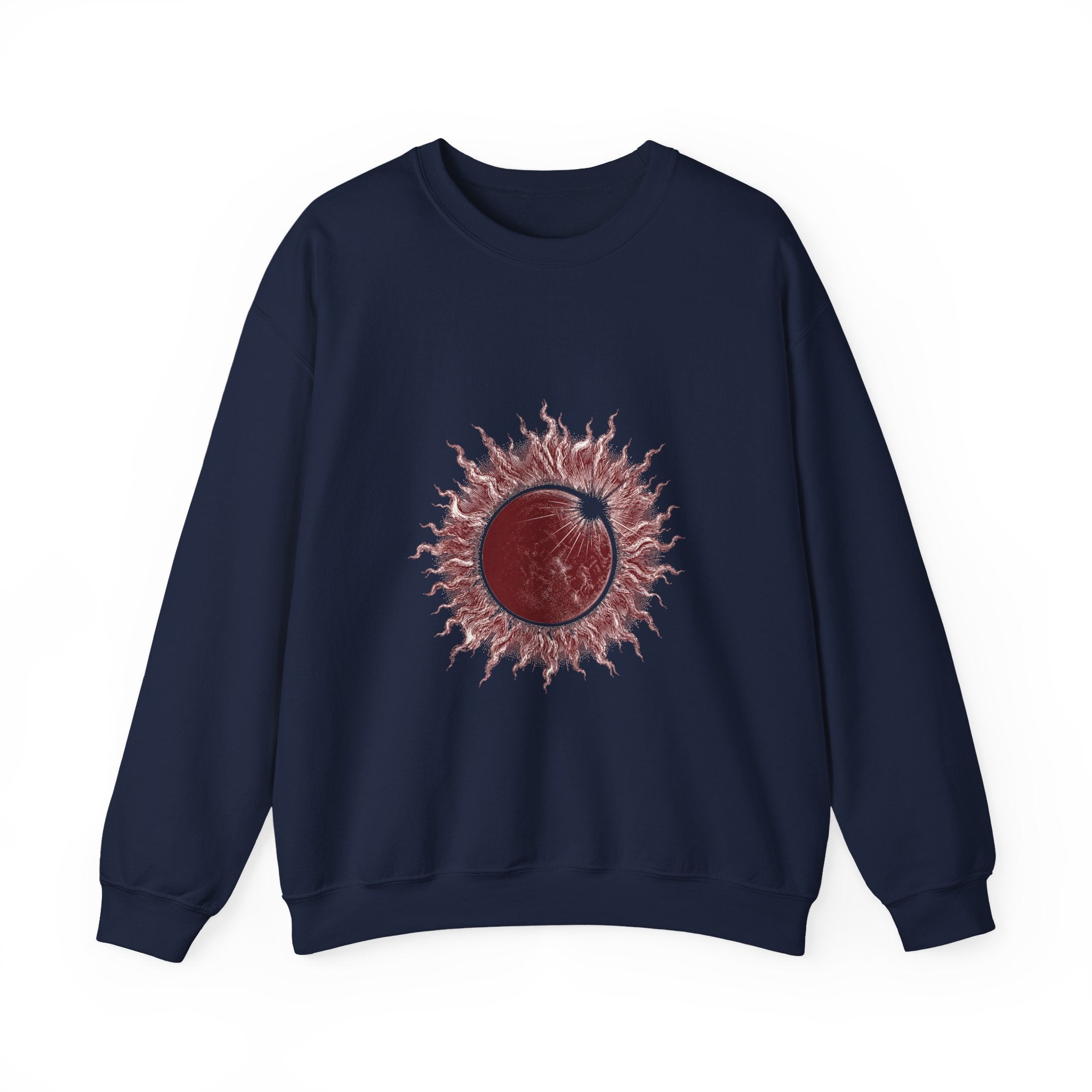 Matching Couple Sweatshirt - Solar & Lunar Eclipse Matching Couple Premium Fleece Sweatshirt Vintage Art His Hers Honeymoon Gift - Design A