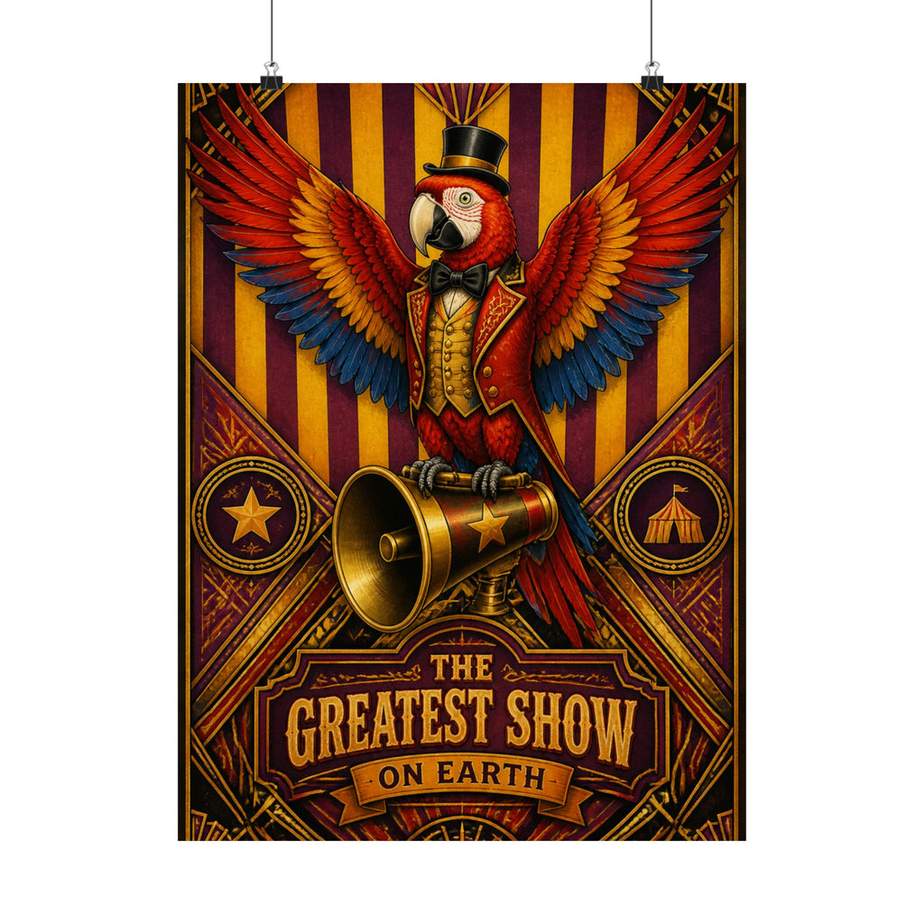 Parrot Ringmaster Wall Art Poster 24×36 Art Deco Bar Area Decor Maximalist Print