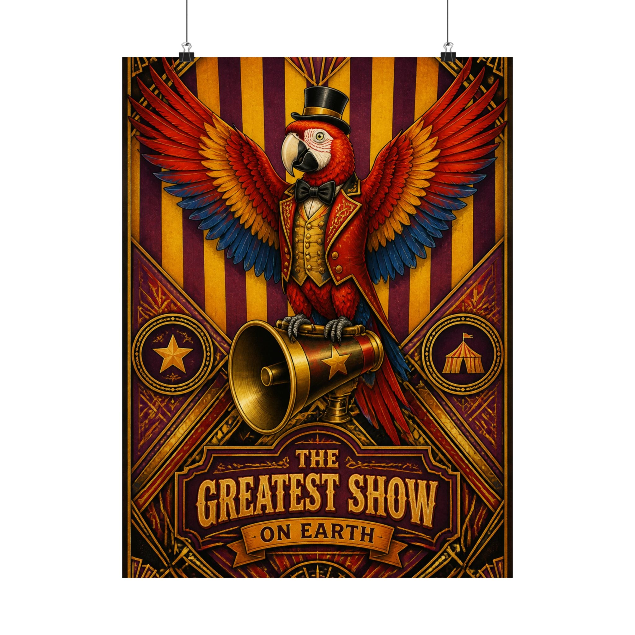 Parrot Ringmaster Wall Art Poster 24×36 Art Deco Bar Area Decor Maximalist Print