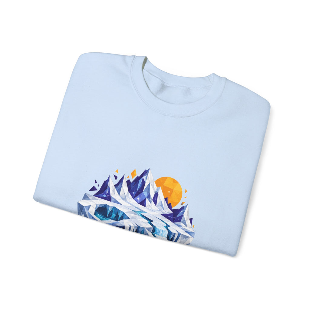 Matching Couple Sweatshirt - Volcano & Glacier Matching Couple Crewneck Sweatshirt Geometric Art His Hers Couple Gift - Design B