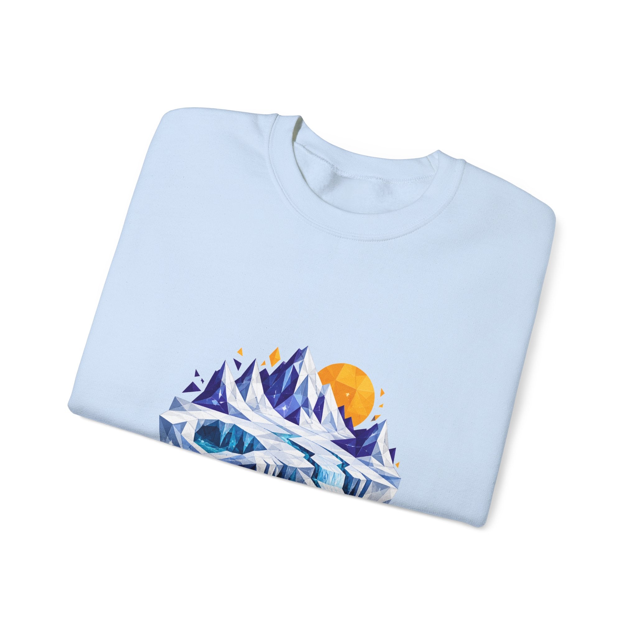 Matching Couple Sweatshirt - Volcano & Glacier Matching Couple Crewneck Sweatshirt Geometric Art His Hers Couple Gift - Design B