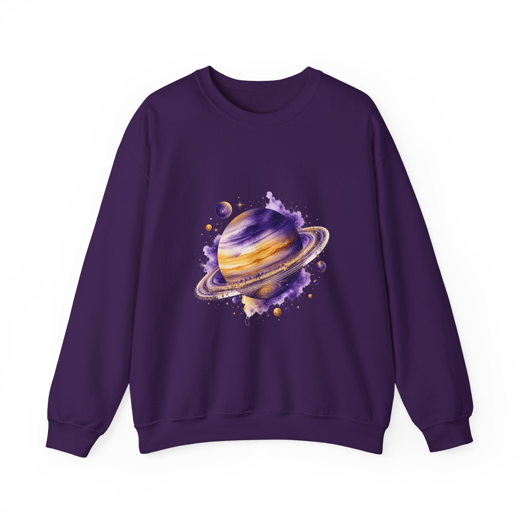Matching Couple Sweatshirt - Astronaut & Planet Matching Couple Comfort Colors Crew Watercolor Art His Hers Birthday Gift - Design B