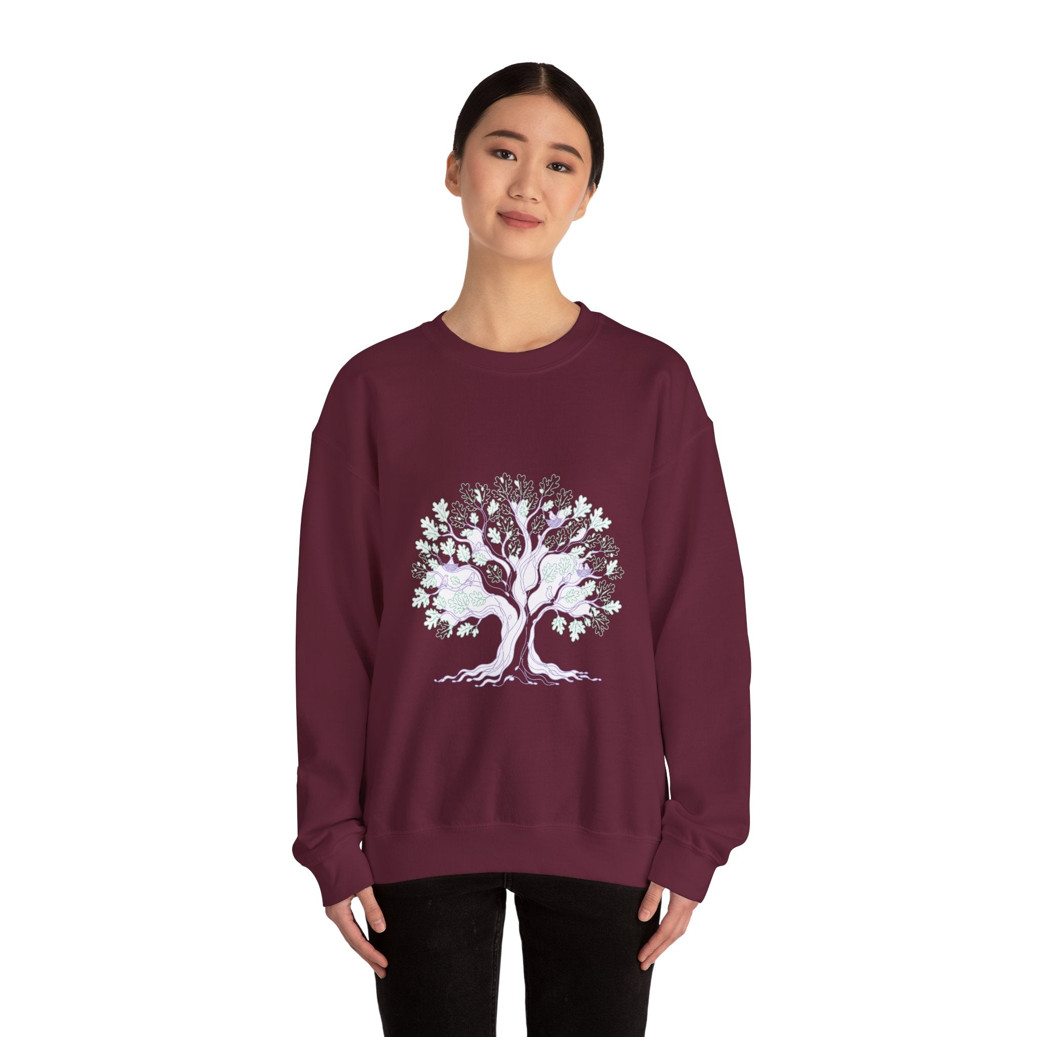Matching Couple Sweatshirt - Ancient Oak & Deep Roots Matching Couple Comfort Colors Crew Minimalist Art His Hers Christmas Gift - Design A