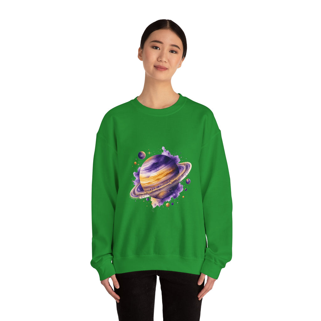 Matching Couple Sweatshirt - Astronaut & Planet Matching Couple Comfort Colors Crew Watercolor Art His Hers Birthday Gift - Design B