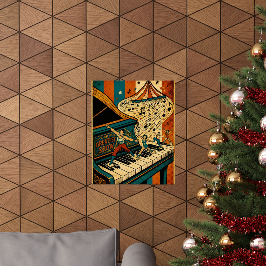 Grand Piano Acrobats Wall Art Poster 24×36 Pop Art Restaurant Decor Maximalist Print