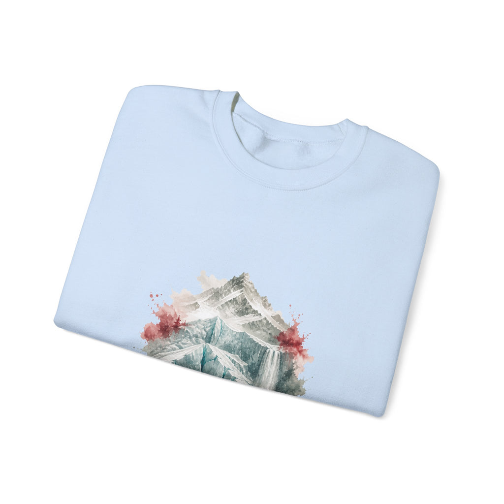 Matching Couple Sweatshirt - Volcano & Glacier Matching Couple Premium Fleece Sweatshirt Watercolor Art His Hers Birthday Gift - Design B