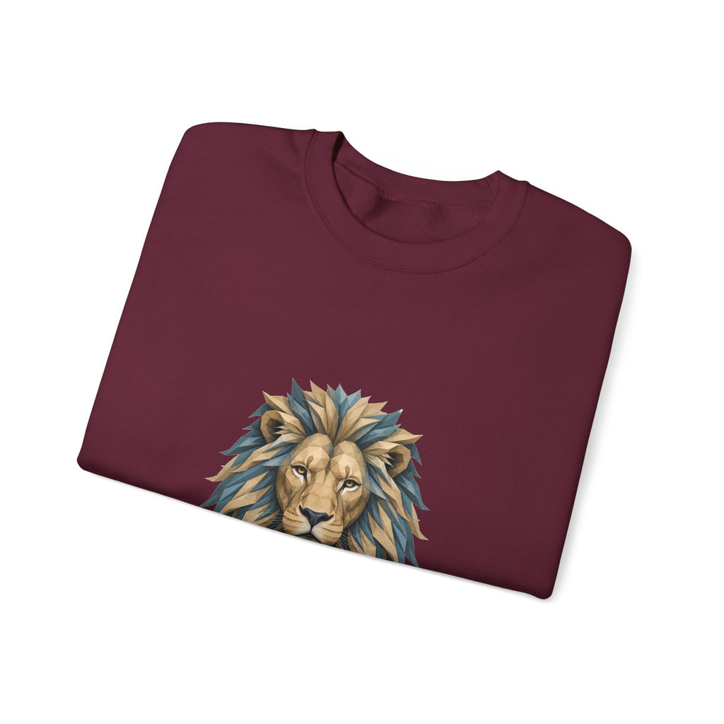 Matching Couple Sweatshirt - Lion & Lamb Matching Couple Crewneck Sweatshirt Geometric Art His Hers Couple Gift - Design A
