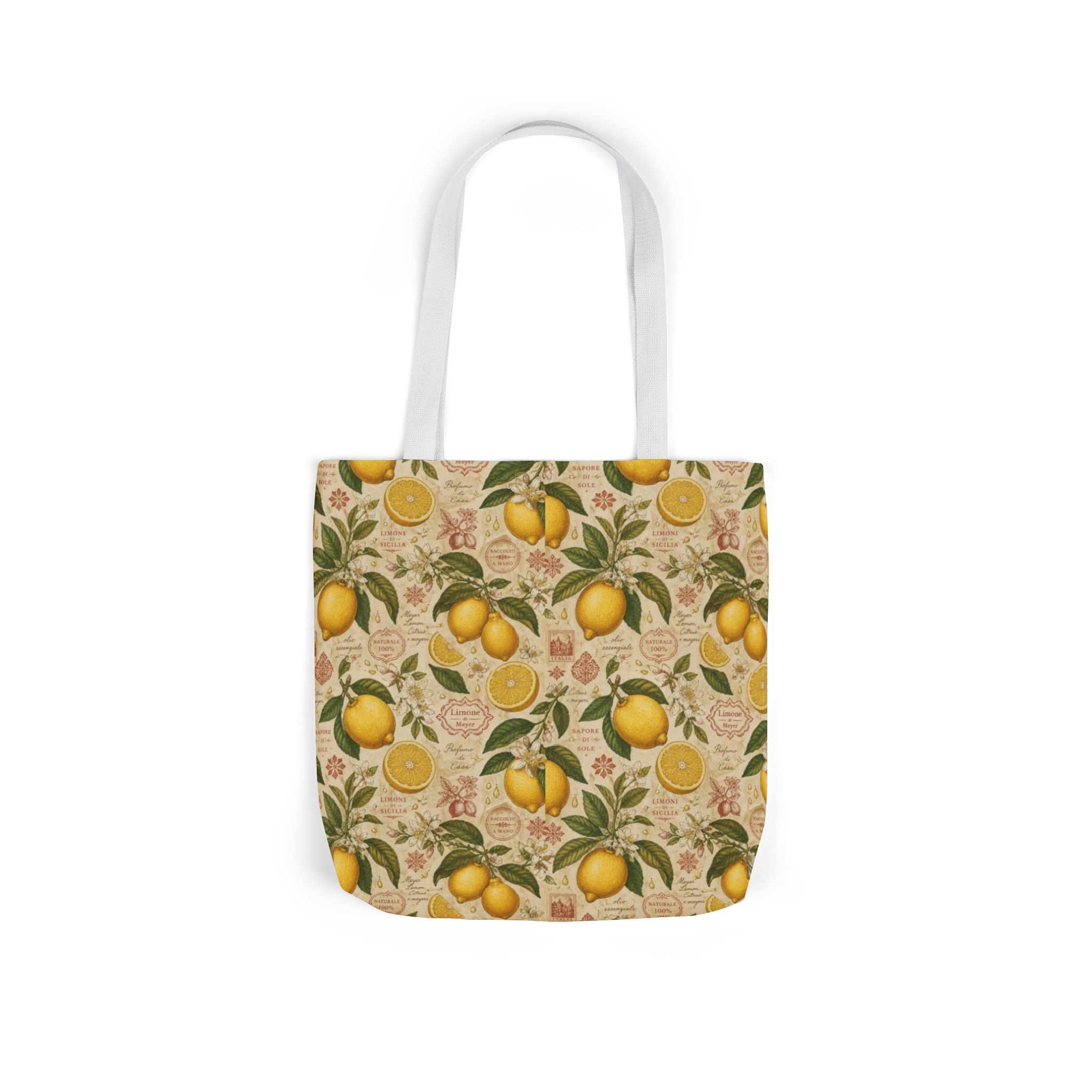 Meyer Lemons Canvas Tote Bag Mediterranean Kitchen Botanical Design Italian Cottagecore Gift