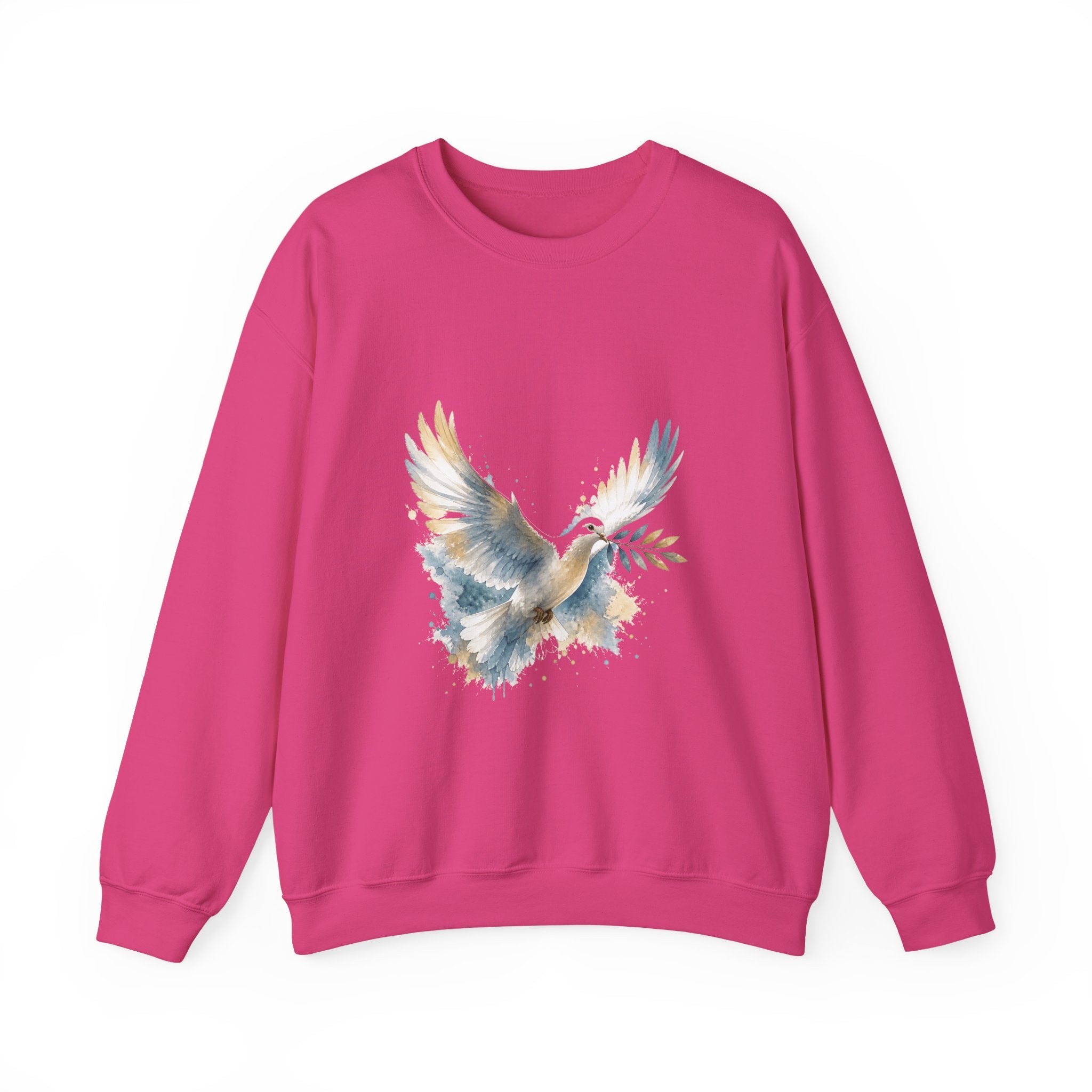 Matching Couple Sweatshirt - Wolf & Dove Matching Couple Premium Fleece Sweatshirt Watercolor Art His Hers Birthday Gift - Design B