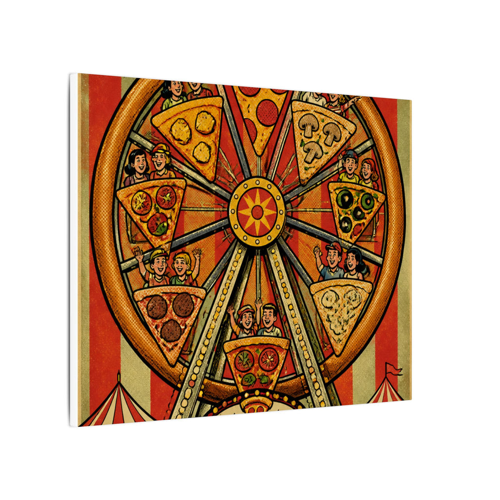 Pizza Ferris Wheel Wall Art Canvas 24×36 Pop Art Restaurant Decor Maximalist Print