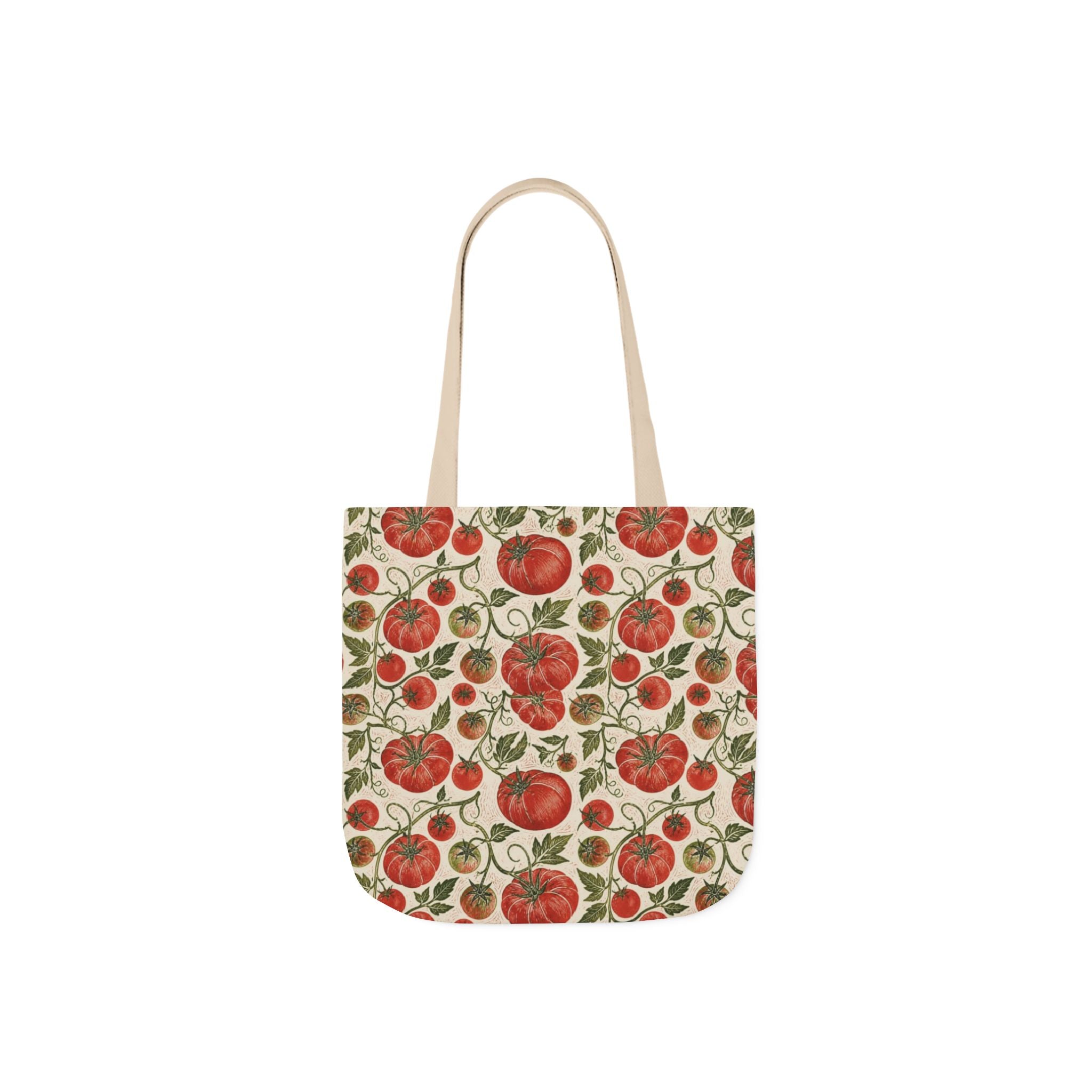 Heritage Tomatoes Canvas Tote Bag Mediterranean Kitchen Linocut Design Italian Cottagecore Gift