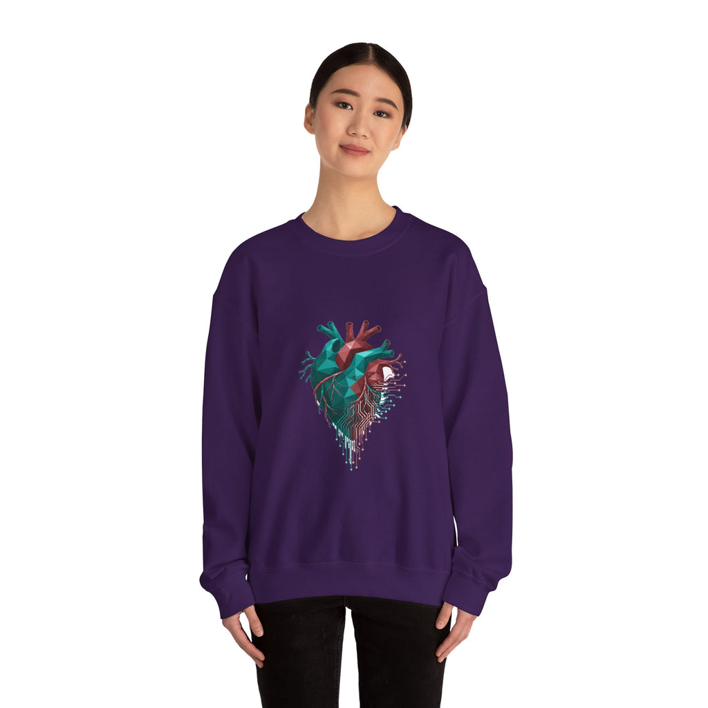 Matching Couple Sweatshirt - Robot & Heart Matching Couple Comfort Colors Crew Geometric Art His Hers Love Gift - Design B