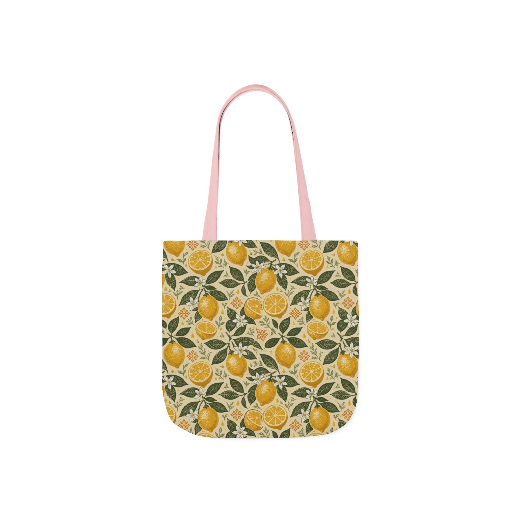 Meyer Lemons Canvas Tote Bag Mediterranean Kitchen Linocut Design Italian Cottagecore Gift