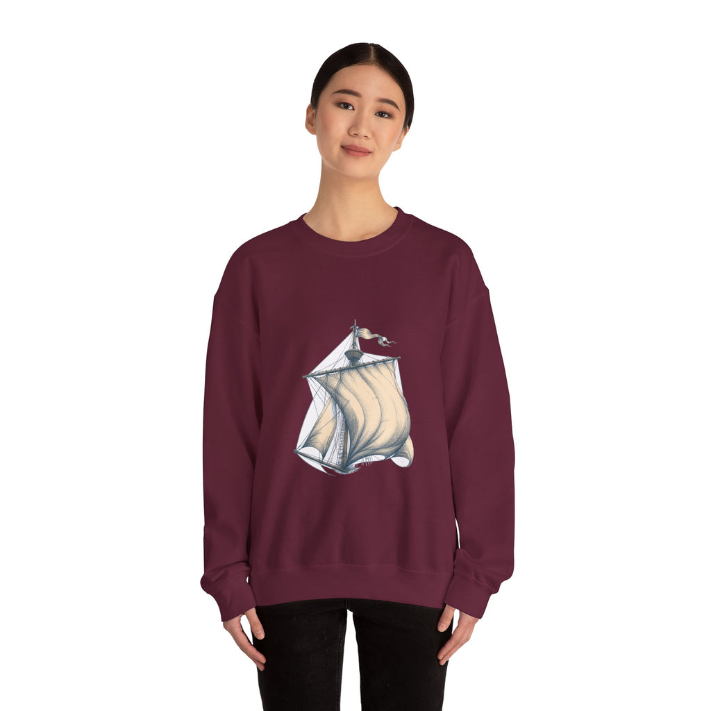 Matching Couple Sweatshirt - Anchor & Sail Matching Couple Comfort Colors Crew Hand-Drawn Art His Hers Anniversary Gift - Design B