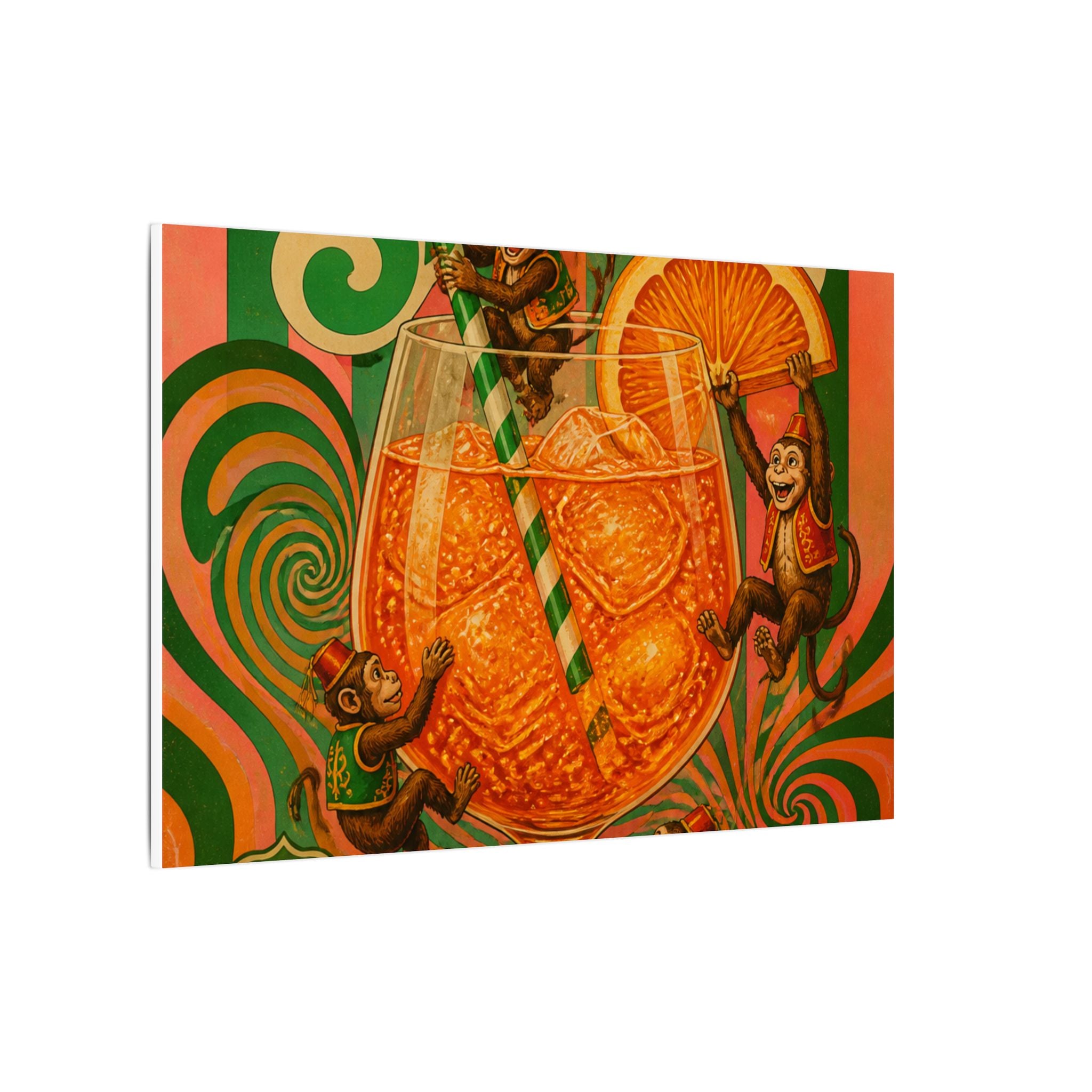 Aperol Spritz Monkeys Wall Art Canvas 16×20 Psychedelic Cafe Decor Maximalist Print