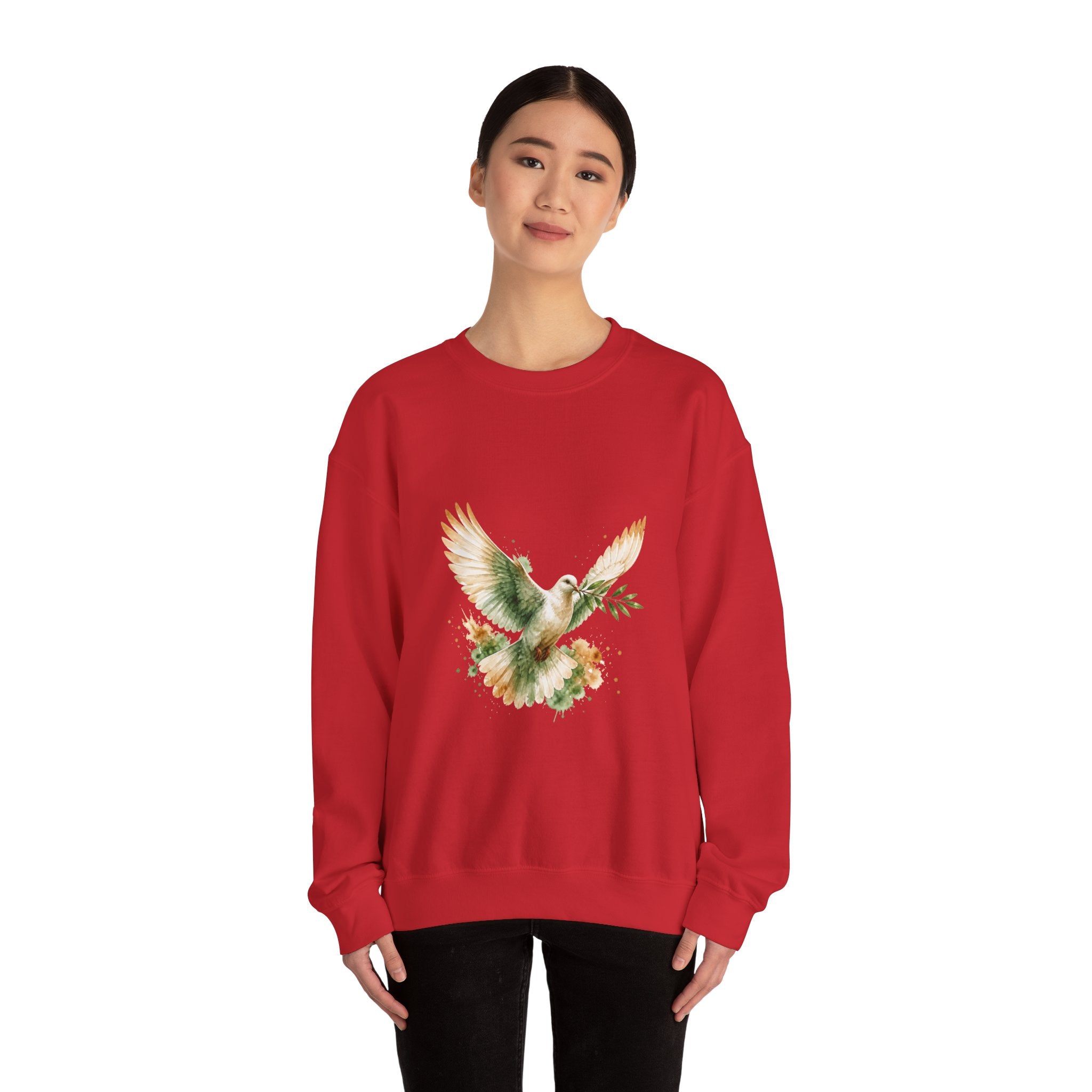 Matching Couple Sweatshirt - Wolf & Dove Matching Couple Crewneck Sweatshirt Watercolor Art His Hers Engagement Gift - Design B