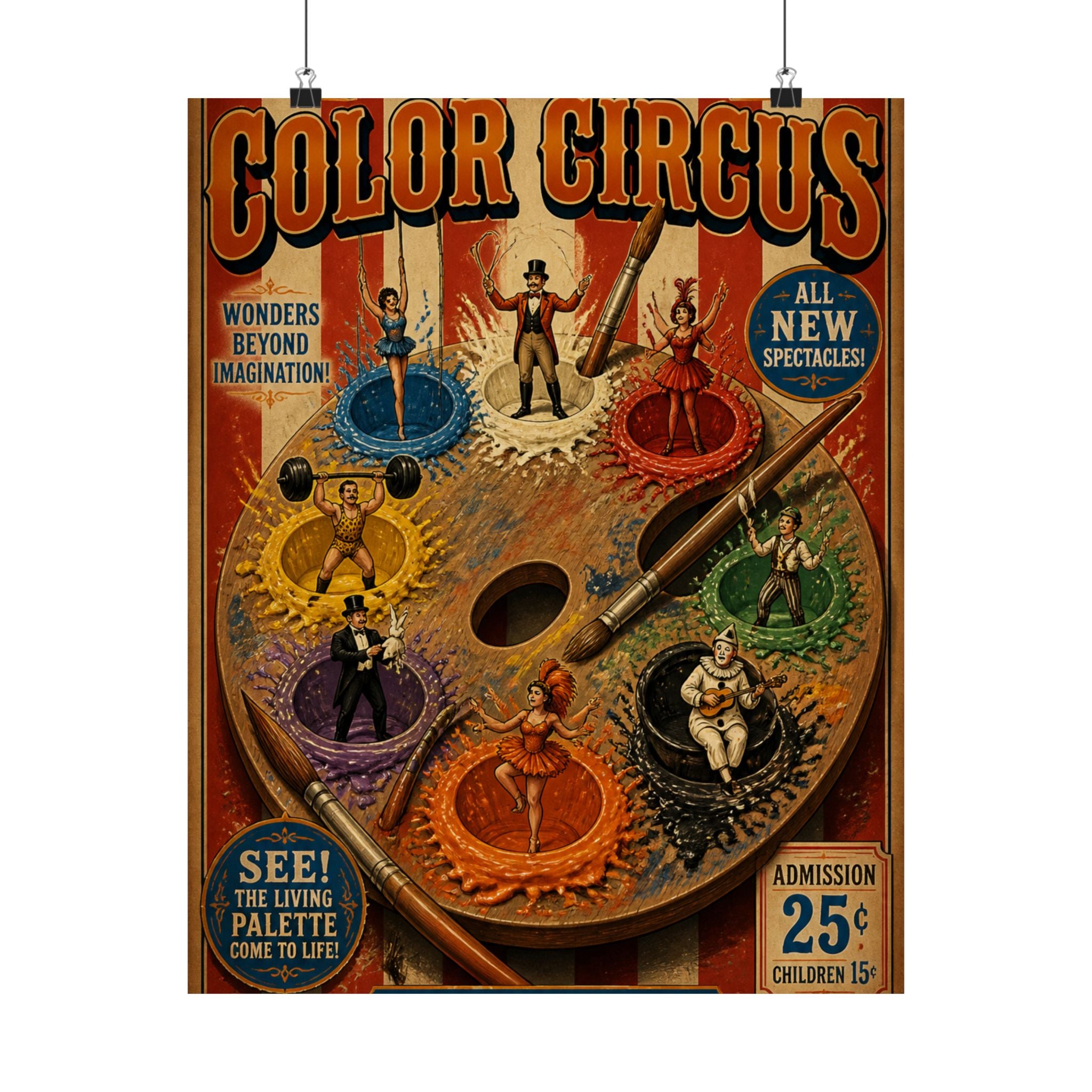 Paint Palette Stage Wall Art Poster 24×36 Vintage Circus Bedroom Decor Maximalist Print