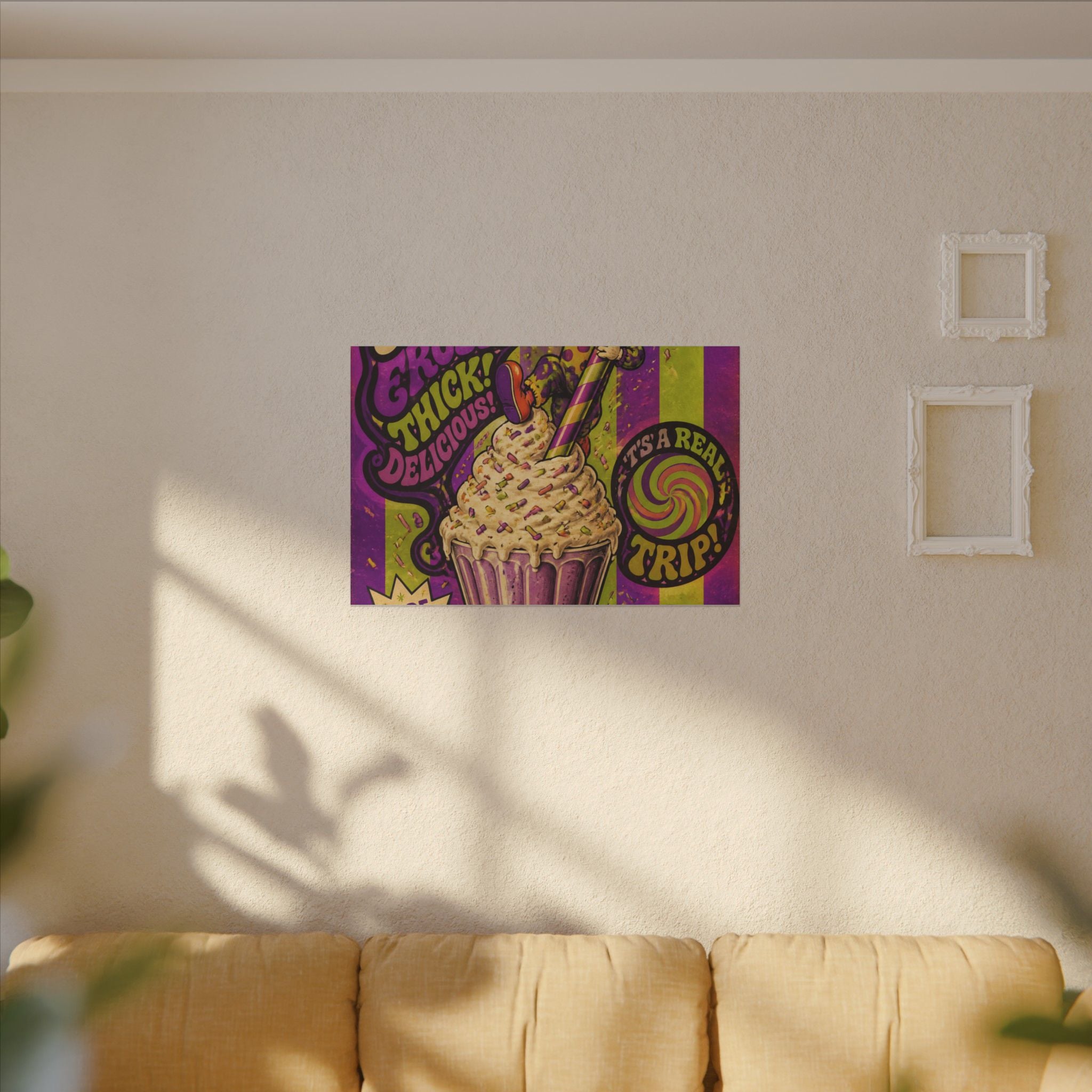 Milkshake Slide Clown Wall Art Canvas 16×20 Psychedelic Cafe Decor Maximalist Print