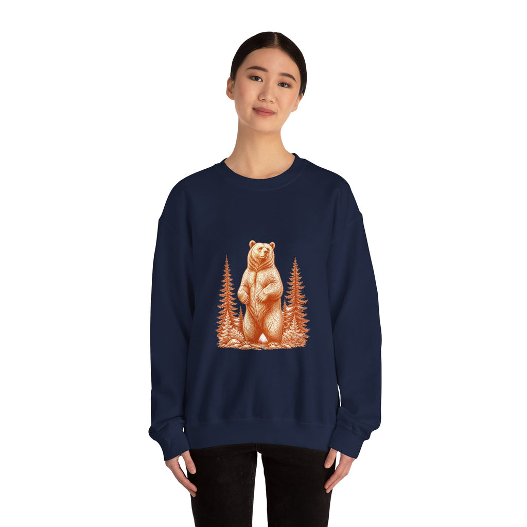 Matching Couple Sweatshirt - Bear & Deer Matching Couple Crewneck Sweatshirt Hand-Drawn Art His Hers Best Friend Gift - Design A