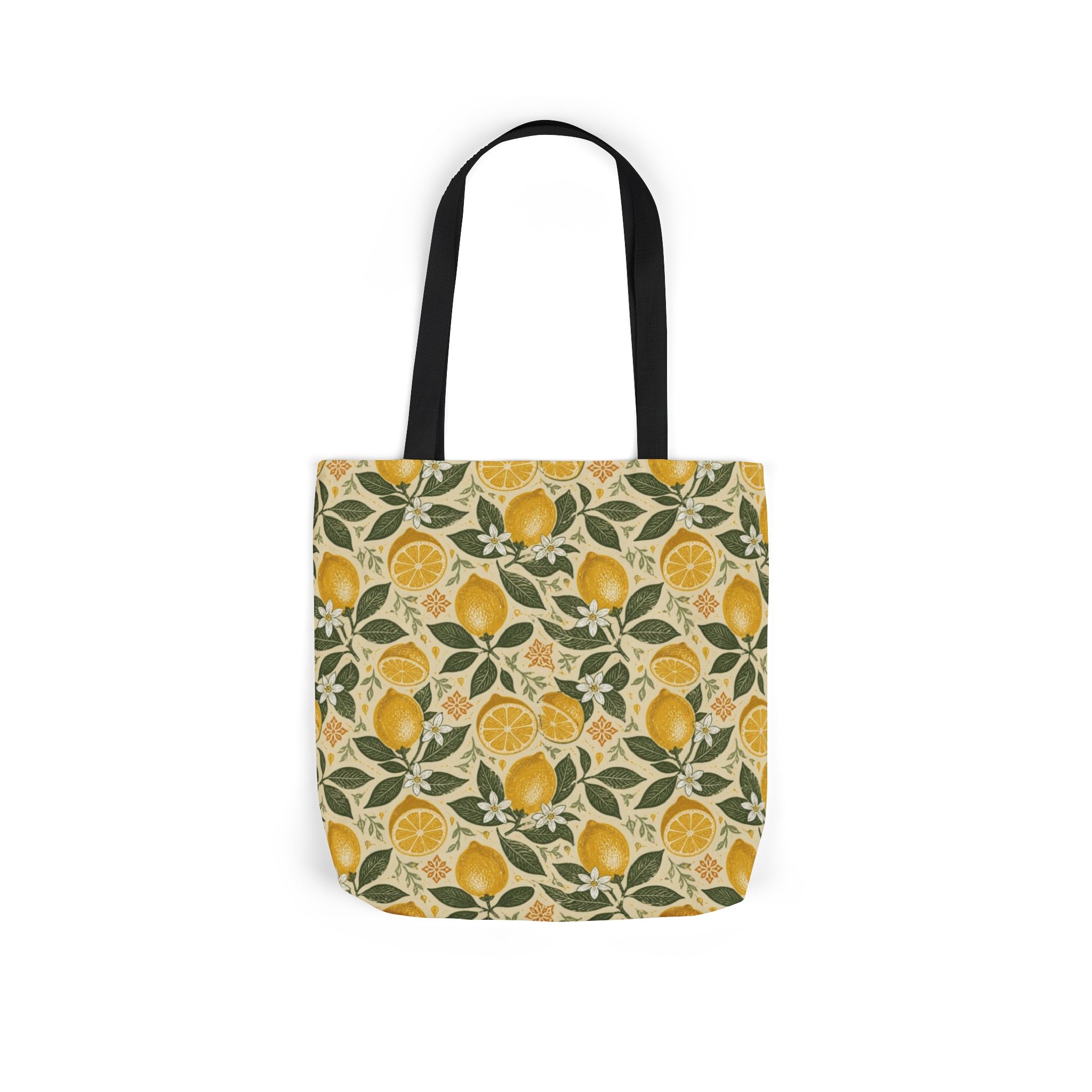 Meyer Lemons Canvas Tote Bag Mediterranean Kitchen Linocut Design Italian Cottagecore Gift