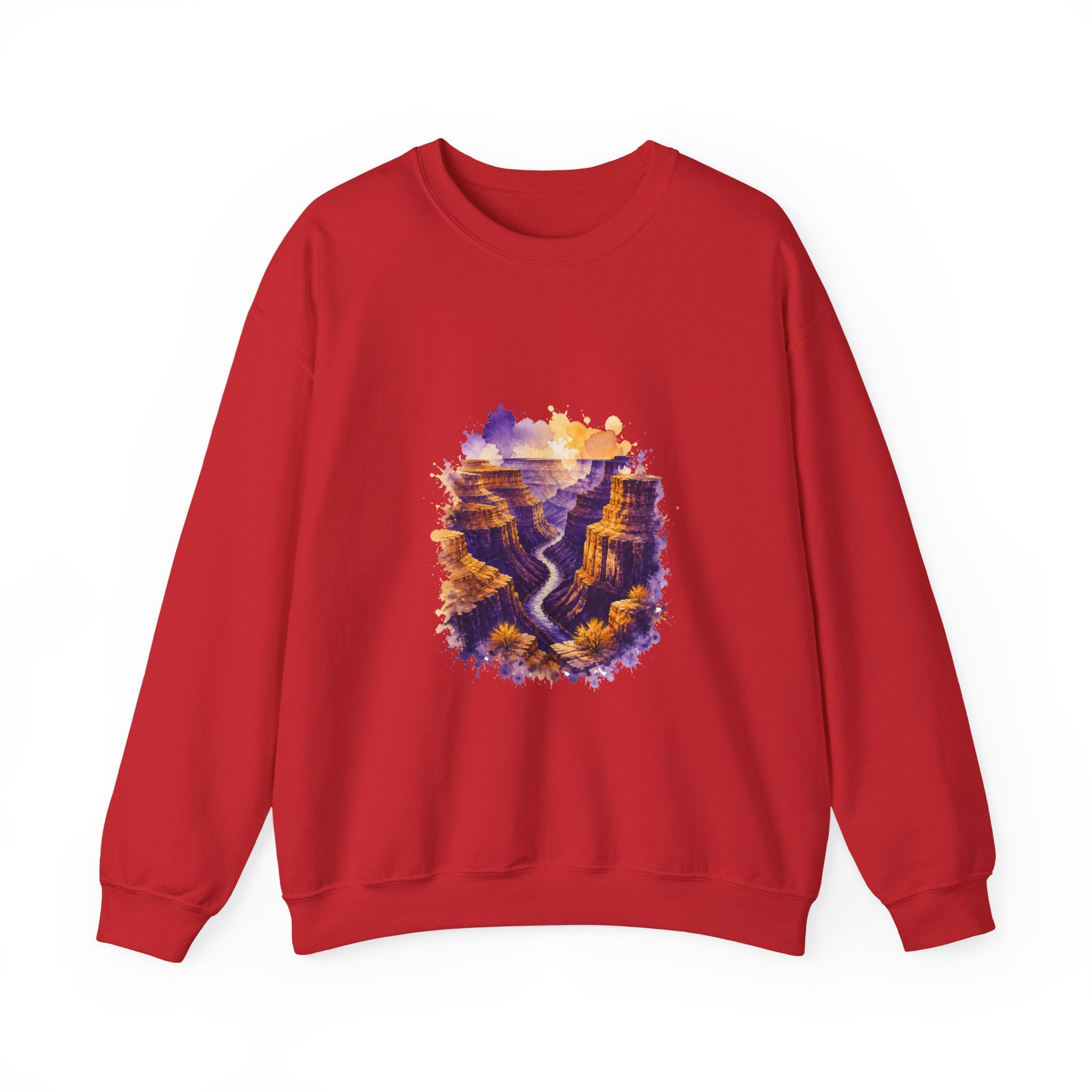 Matching Couple Sweatshirt - Lavender Fields & Canyon Matching Couple Premium Fleece Sweatshirt Watercolor Art His Hers Birthday Gift - Design B