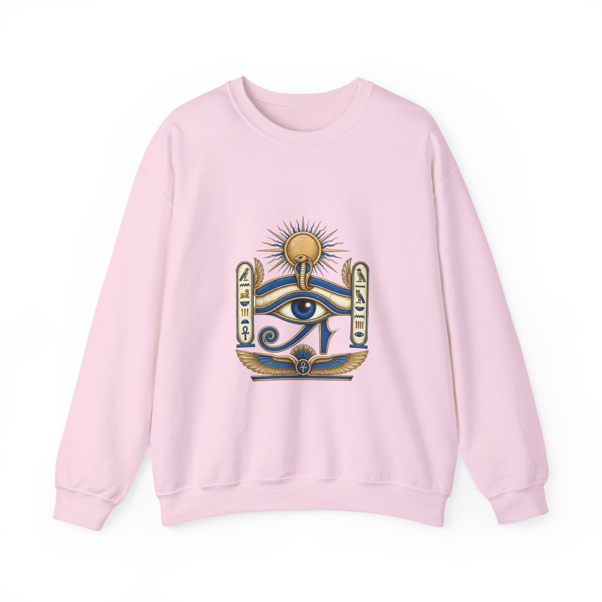 Matching Couple Sweatshirt - Eye of Ra & Horus Matching Couple Comfort Colors Crew Hand-Drawn Art His Hers Anniversary Gift - Design A