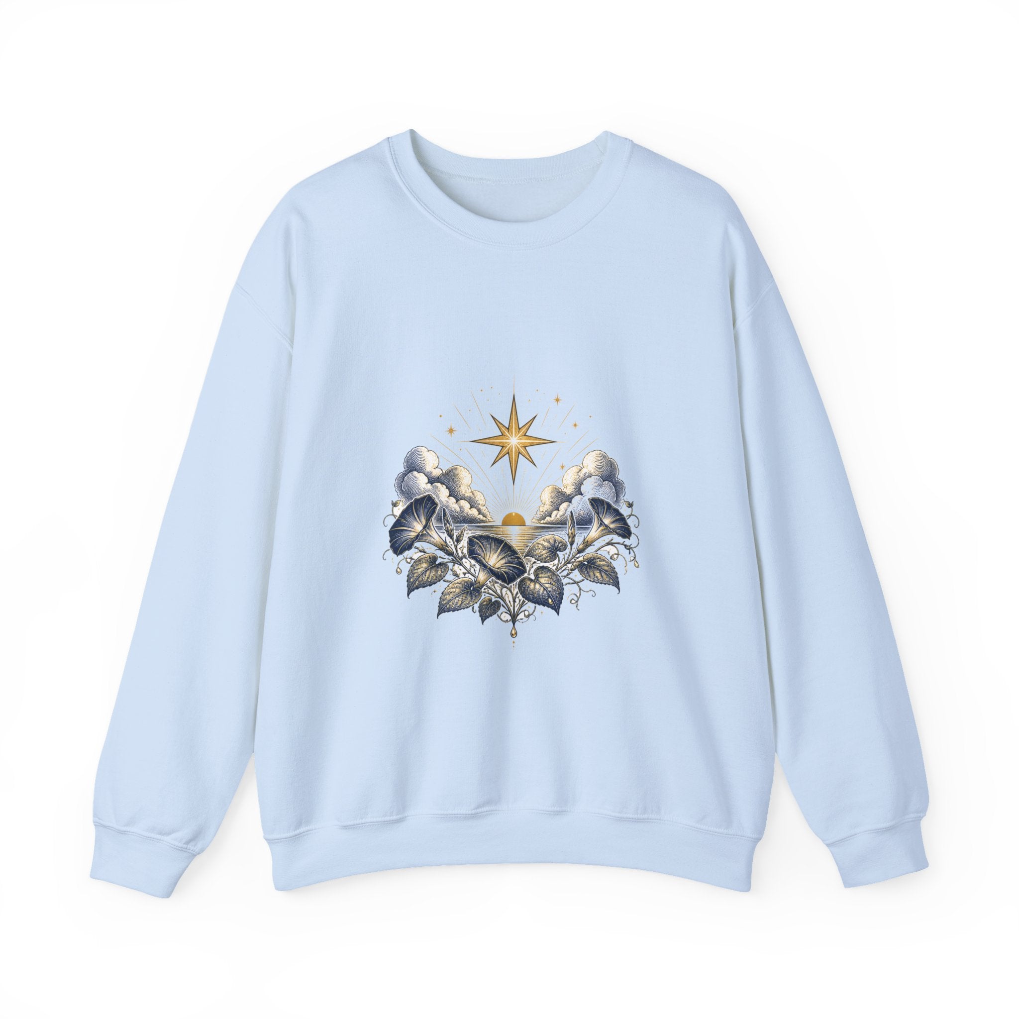 Matching Couple Sweatshirt - Evening & Morning Star Matching Couple Crewneck Sweatshirt Vintage Art His Hers Wedding Gift - Design B