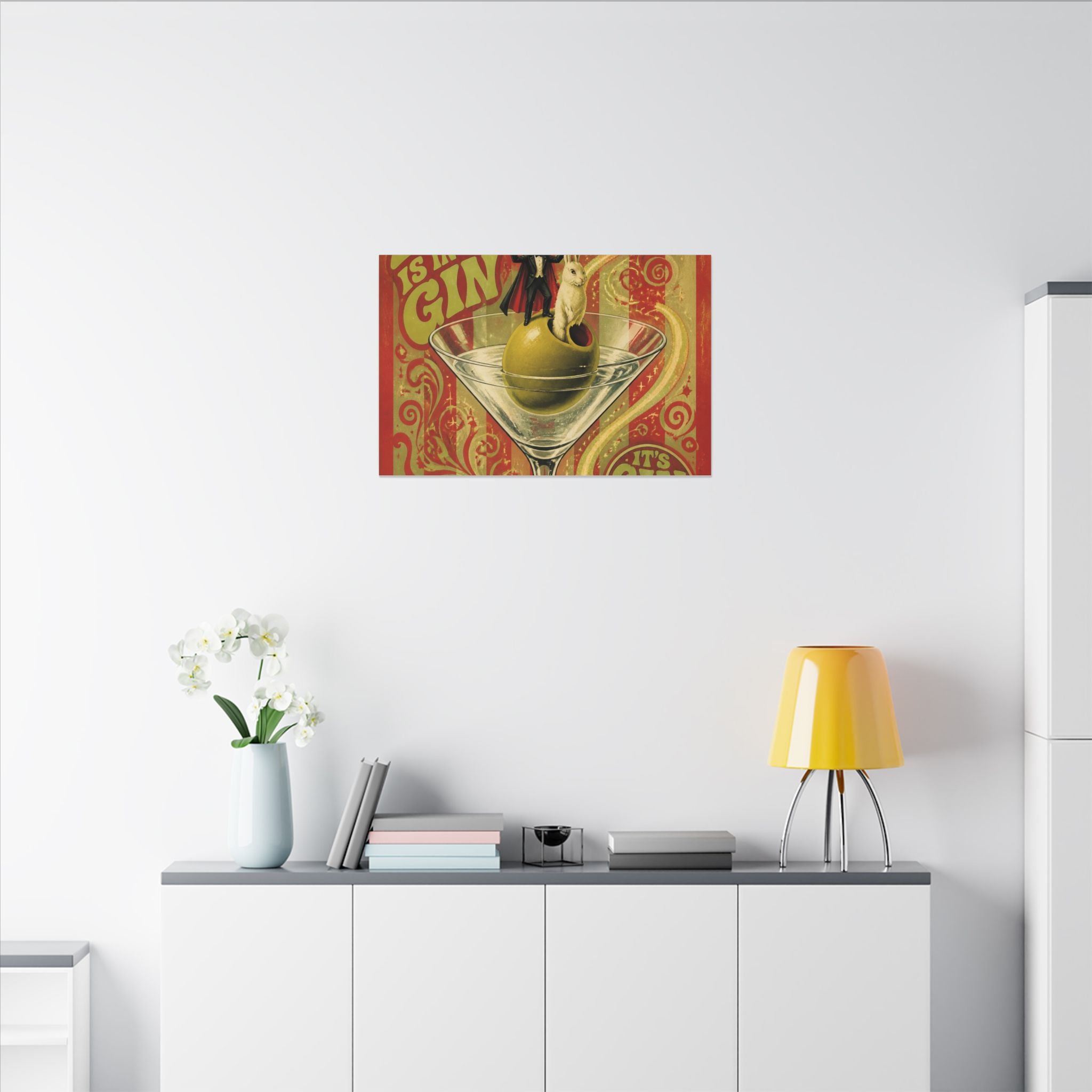 Martini Magician Wall Art Canvas 24×36 Psychedelic Dining Room Decor Maximalist Print
