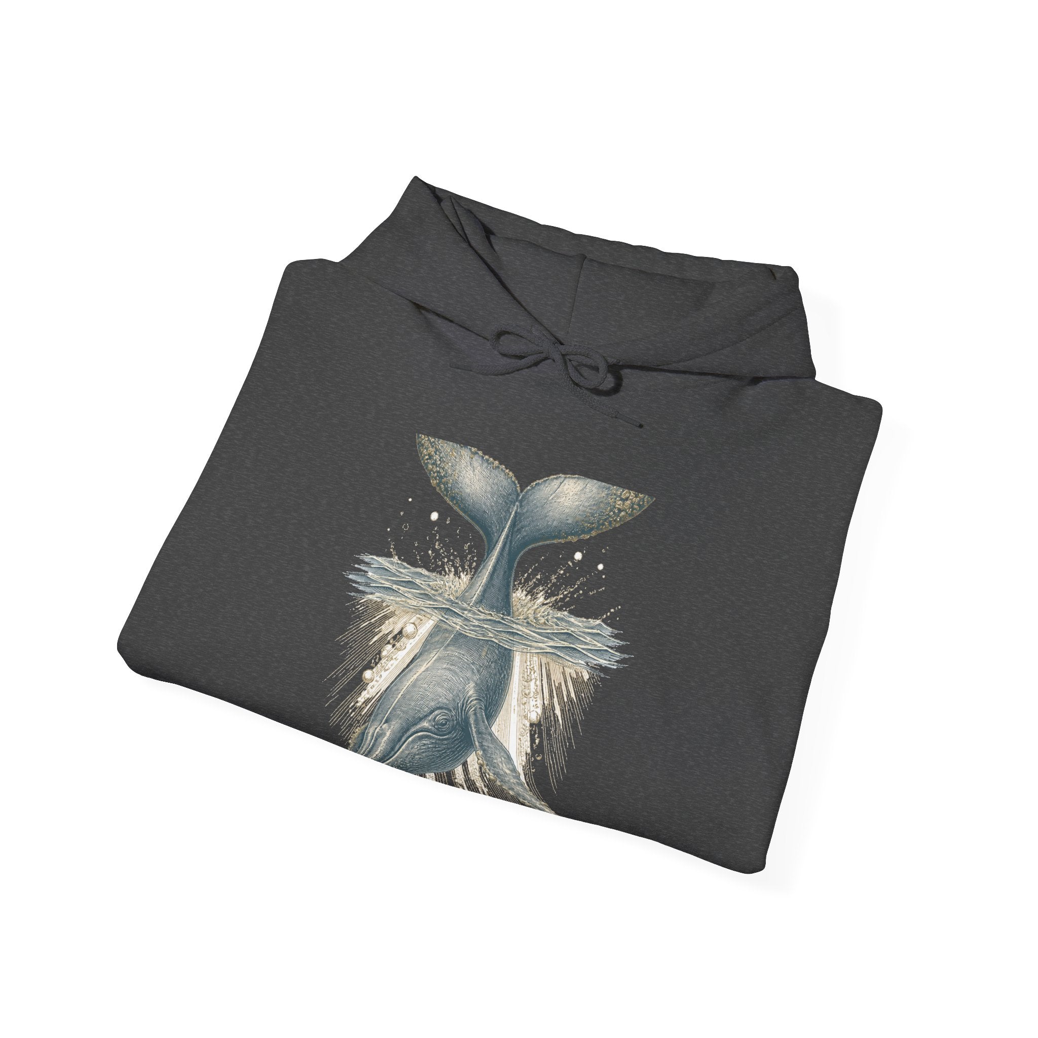 Matching Couple Sweatshirt - Eagle & Whale Matching Couple Hooded Sweatshirt Vintage Art His Hers Wedding Gift - Design B