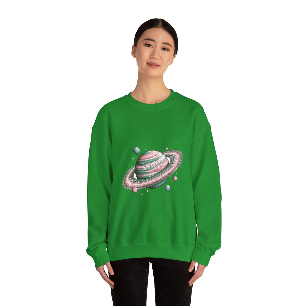 Matching Couple Sweatshirt - Astronaut & Planet Matching Couple Premium Fleece Sweatshirt Hand-Drawn Art His Hers Anniversary Gift - Design B