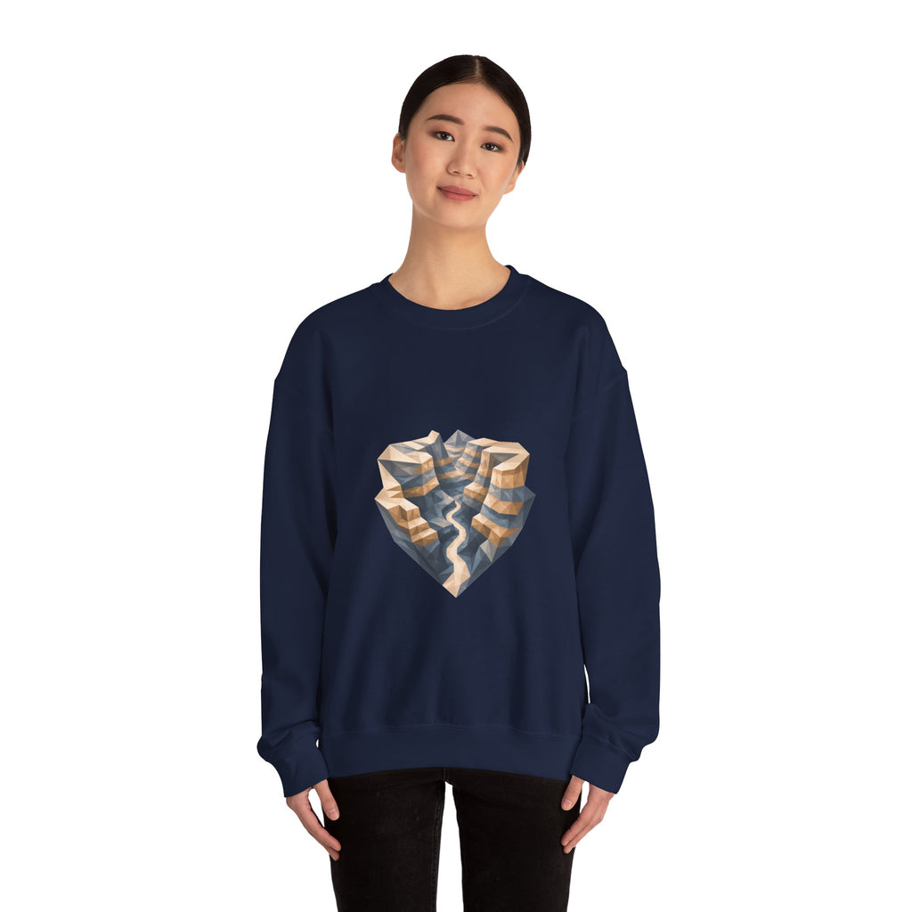 Matching Couple Sweatshirt - Lavender Fields & Canyon Matching Couple Crewneck Sweatshirt Geometric Art His Hers Couple Gift - Design B