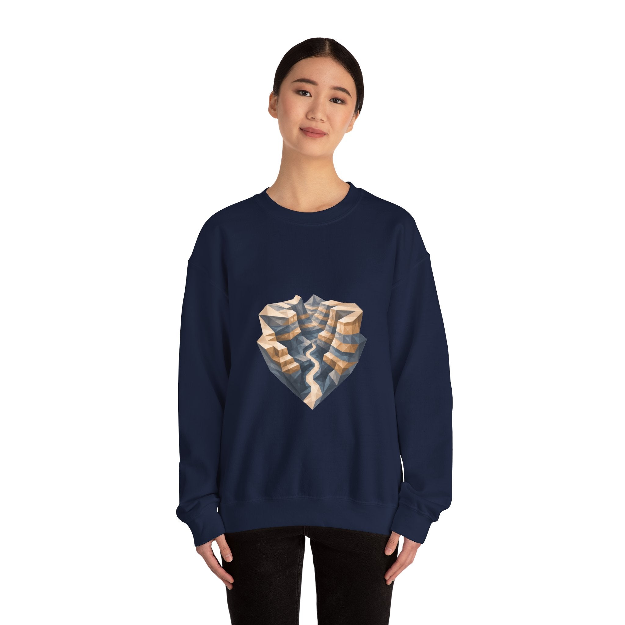 Matching Couple Sweatshirt - Lavender Fields & Canyon Matching Couple Crewneck Sweatshirt Geometric Art His Hers Couple Gift - Design B