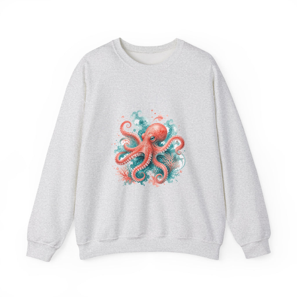 Matching Couple Sweatshirt - Octopus & Jellyfish Matching Couple Premium Fleece Sweatshirt Watercolor Art His Hers Birthday Gift - Design A