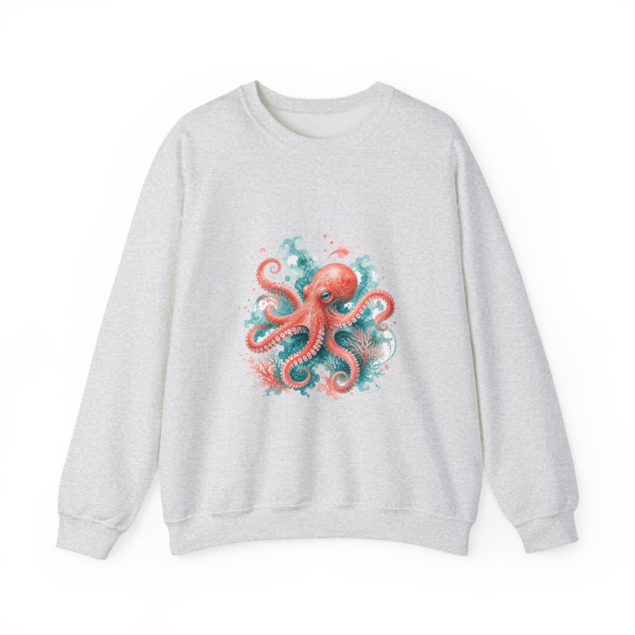 Matching Couple Sweatshirt - Octopus & Jellyfish Matching Couple Premium Fleece Sweatshirt Watercolor Art His Hers Birthday Gift - Design A