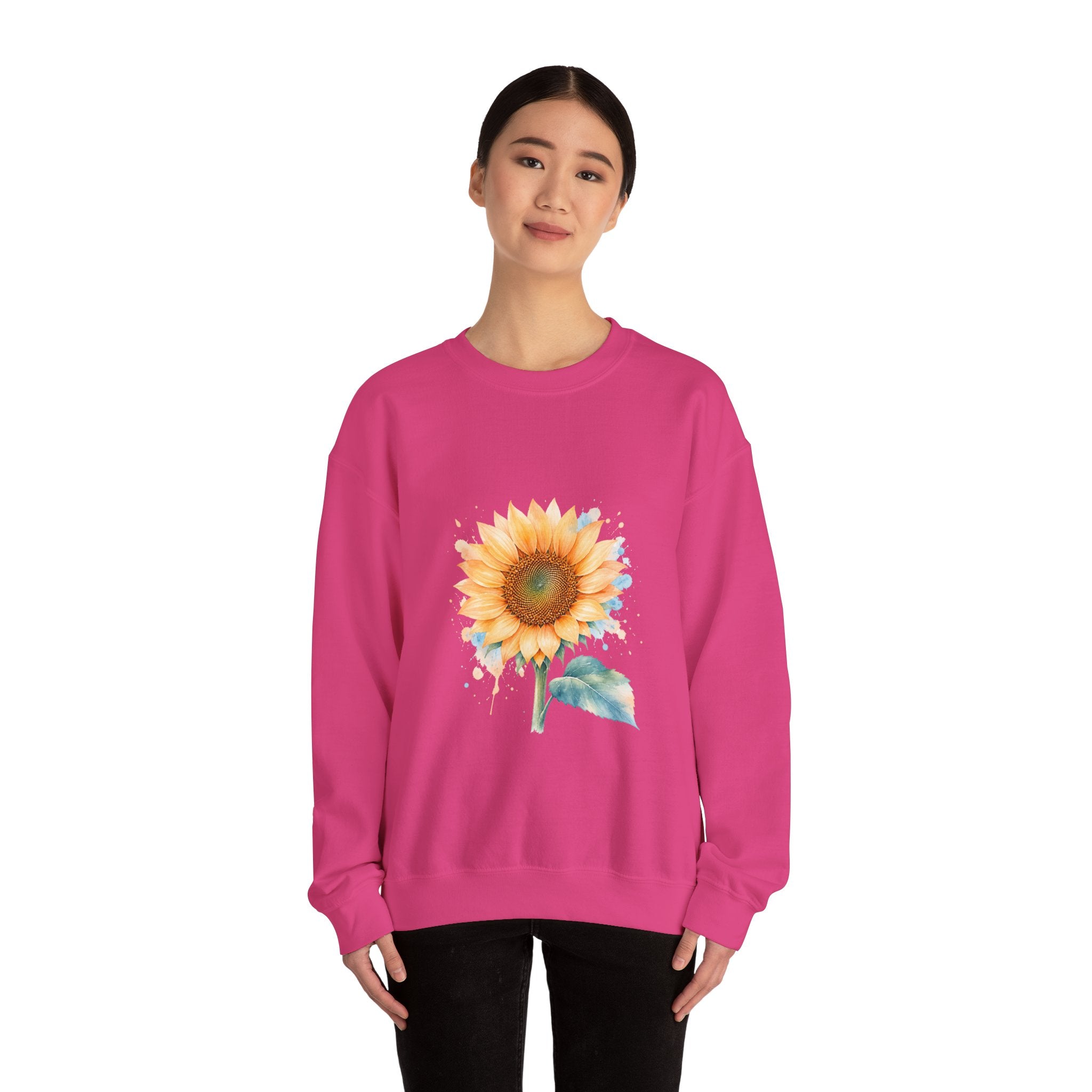 Matching Couple Sweatshirt - Sunflower & Moonflower Matching Couple Crewneck Sweatshirt Watercolor Art His Hers Engagement Gift - Design A