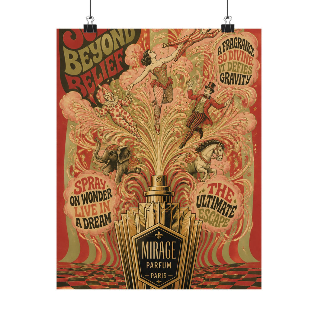 Perfume Bottle Fountain Wall Art Poster 18×24 Psychedelic Cafe Decor Maximalist Print